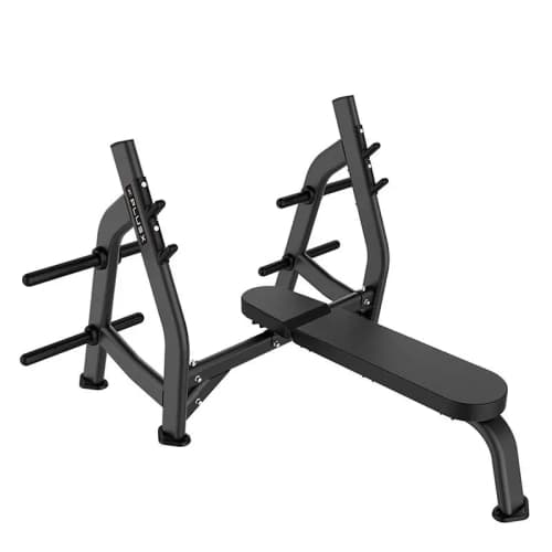 Banc plat olympique JX Fitness 450kg, tube T50x120x3mm, barres 50mm, développé couché powerlifting, home gym salle Tunisie.
