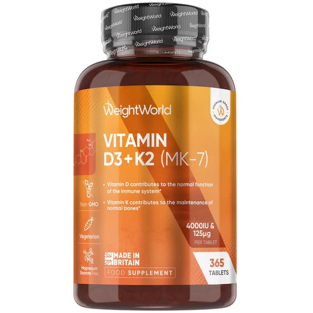  vegan vitamin D3 + K2  365 tablets - WeightWorld