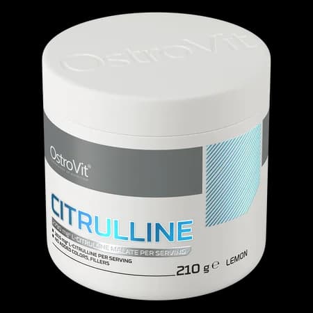 Image du produit Citrulline Malate 210g de la marque OstroVit, conçu pour améliorer le flux sanguin, augmenter l’énergie musculaire et retarder la fatigue pendant les entraînements. Pot de Citrulline Malate 210g OstroVit – supplément pour booster la congestion musculaire et l’endurance sportive