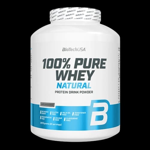 100% Pure Whey BioTechUSA 2.27kg : mélange whey concentrée + isolate, 21g protéines/portion (28g), faible en sucres, avec glutamine + BCAA + bromélaïne. 100% Pure Whey 2.27kg BioTechUSA whey protéine : 21g protéines par portion 28g, faible en sucres, avec glutamine, BCAA et bromélaïne