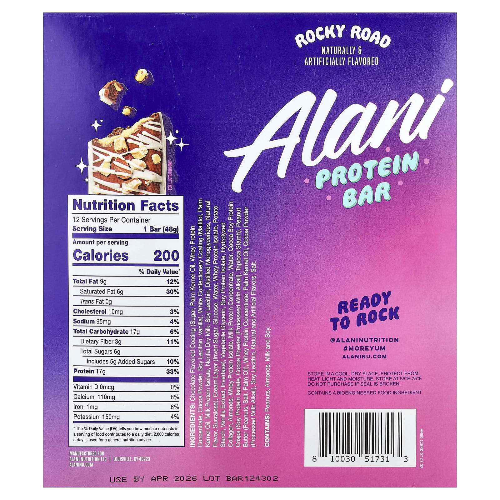 Alani Nu Protein Bar – Rocky Road – 48 g — photo 2 sur 2