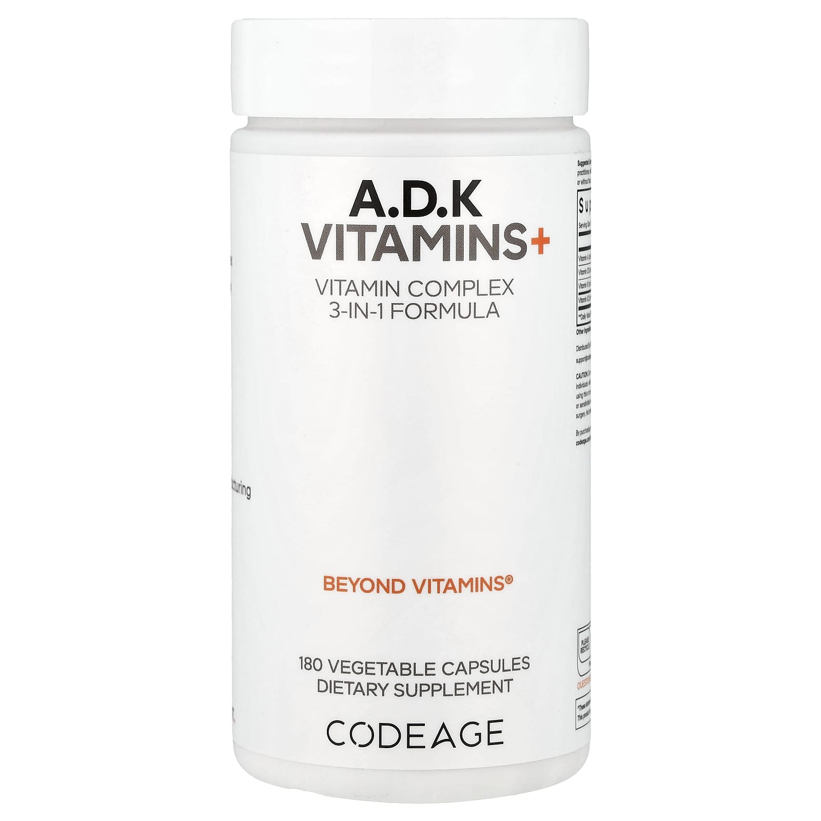 Codeage A, D, K Vitamins+, 180 Vegetable Capsules — Tunisie