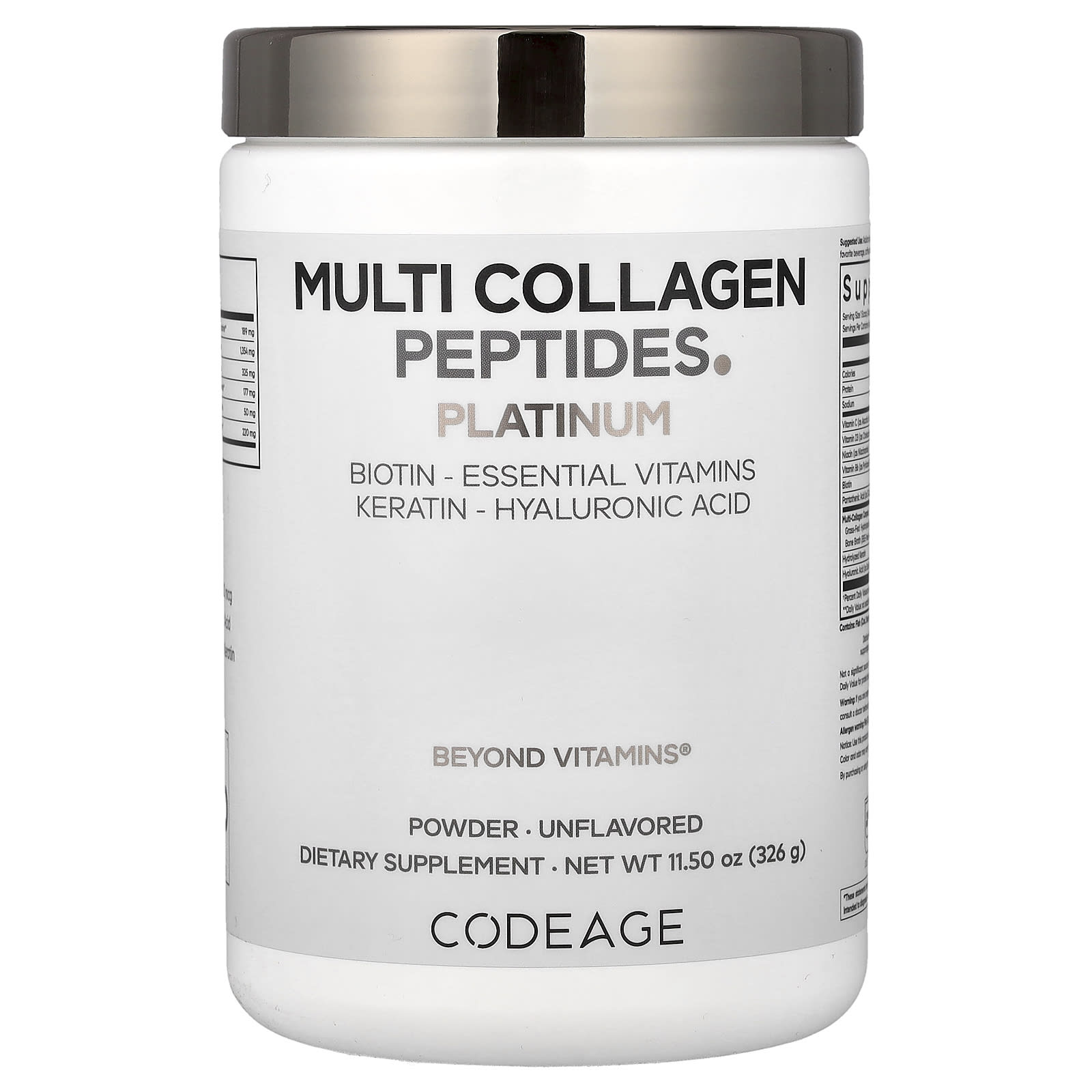 Codeage Multi Collagen Peptides Powder, Platinum – Sans arôme – 326 g — Tunisie