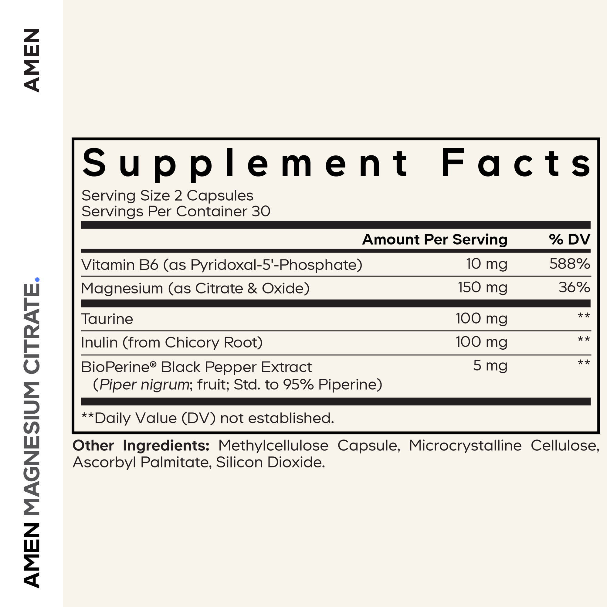 Codeage Amen Magnesium Citrate, 60 Vegetable Capsules — étiquette 2