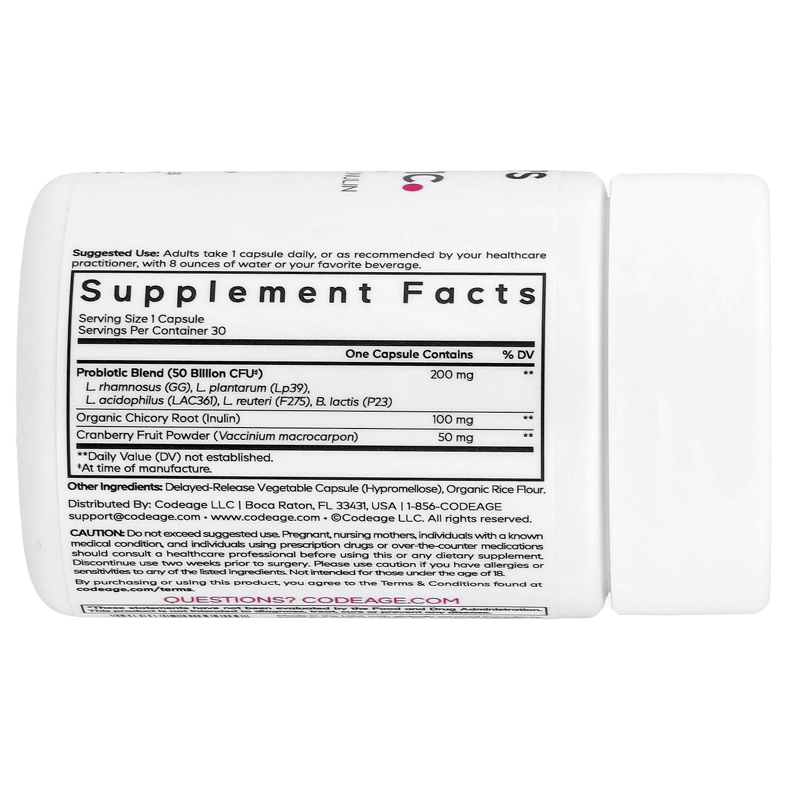 Codeage Women's Daily Probiotic, 30 Vegetable Capsules — photo 2 sur 2