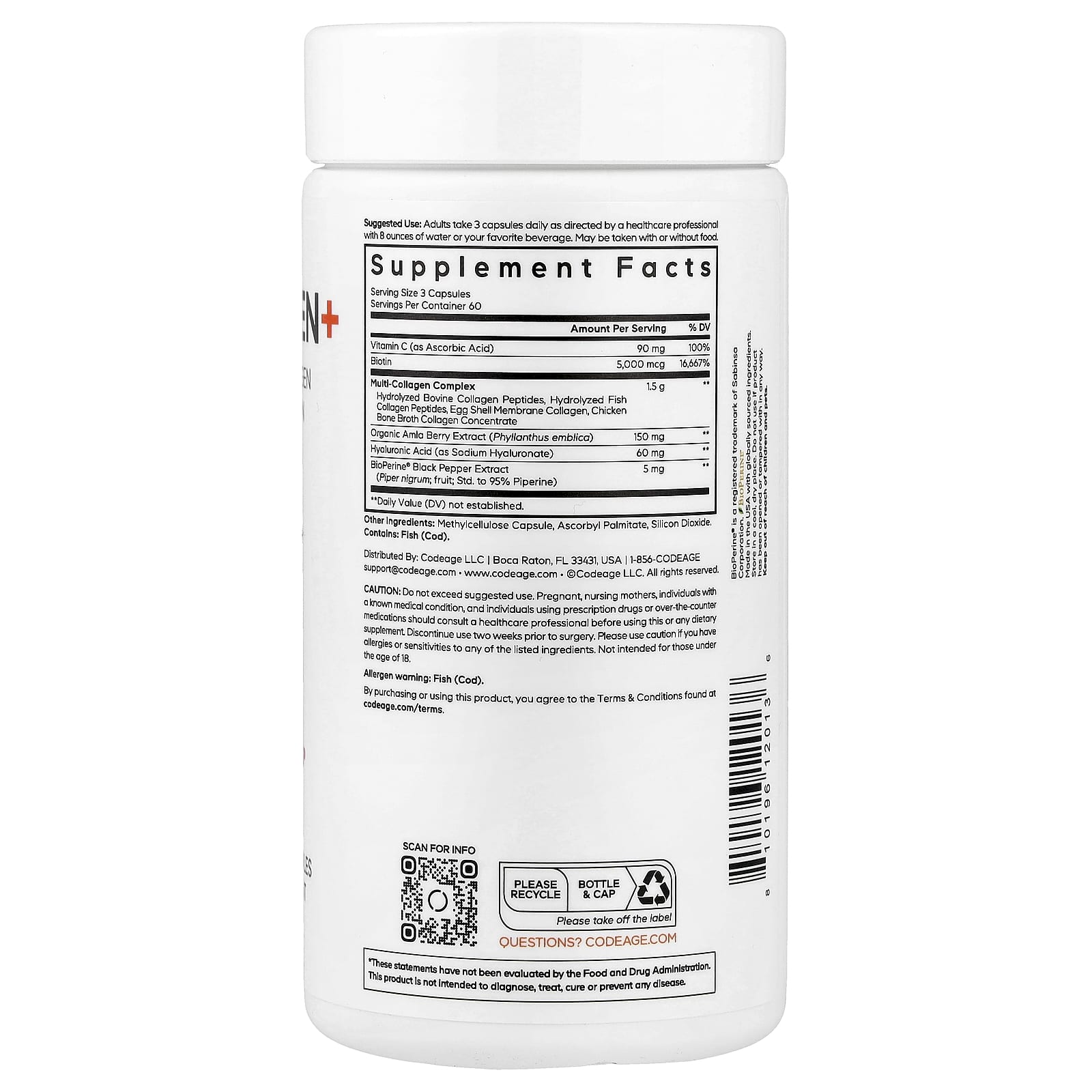 Codeage Multi Collagen+, 180 Vegetable Capsules — photo 2 sur 2