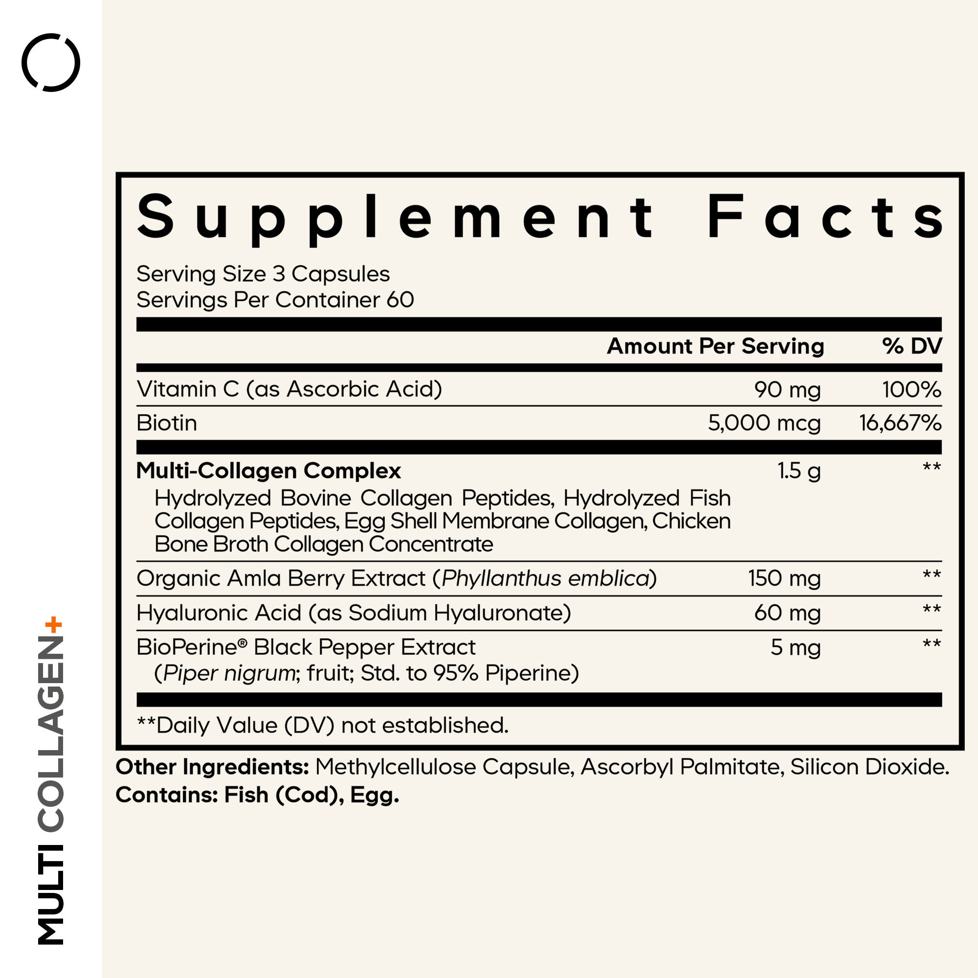 Codeage Multi Collagen+, 180 Vegetable Capsules — étiquette 2