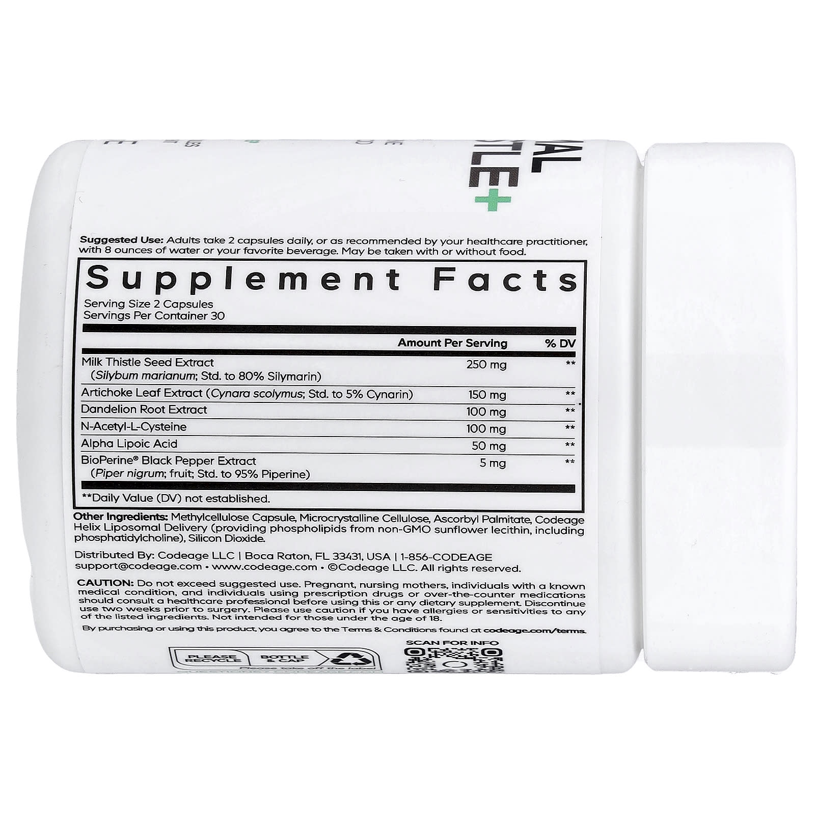 Codeage Eternal, Liposomal Milk Thistle+, 60 Vegetable Capsules — photo 2 sur 2