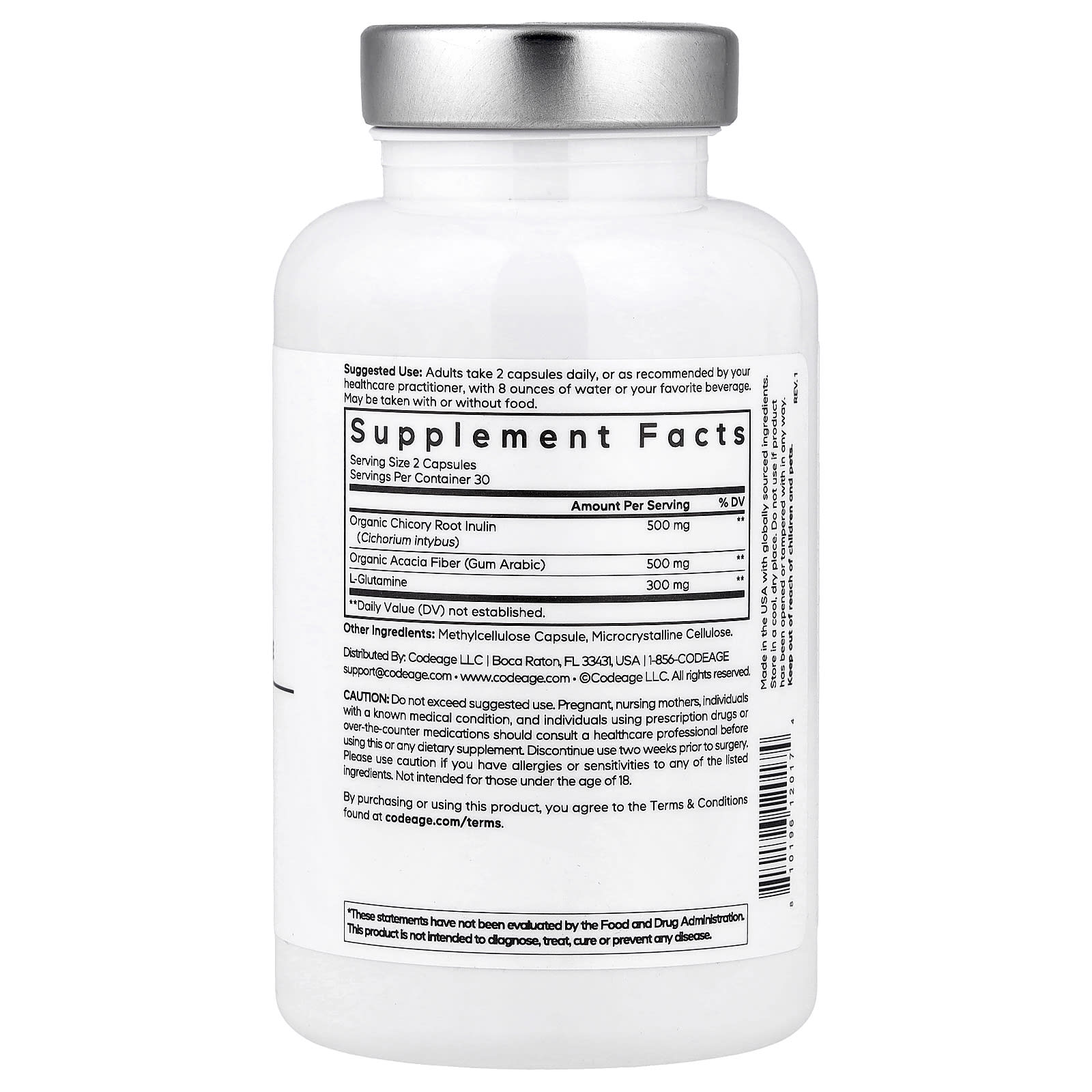 Codeage Amen Prebiotic Fiber+, 60 Vegetable Capsules — photo 2 sur 2