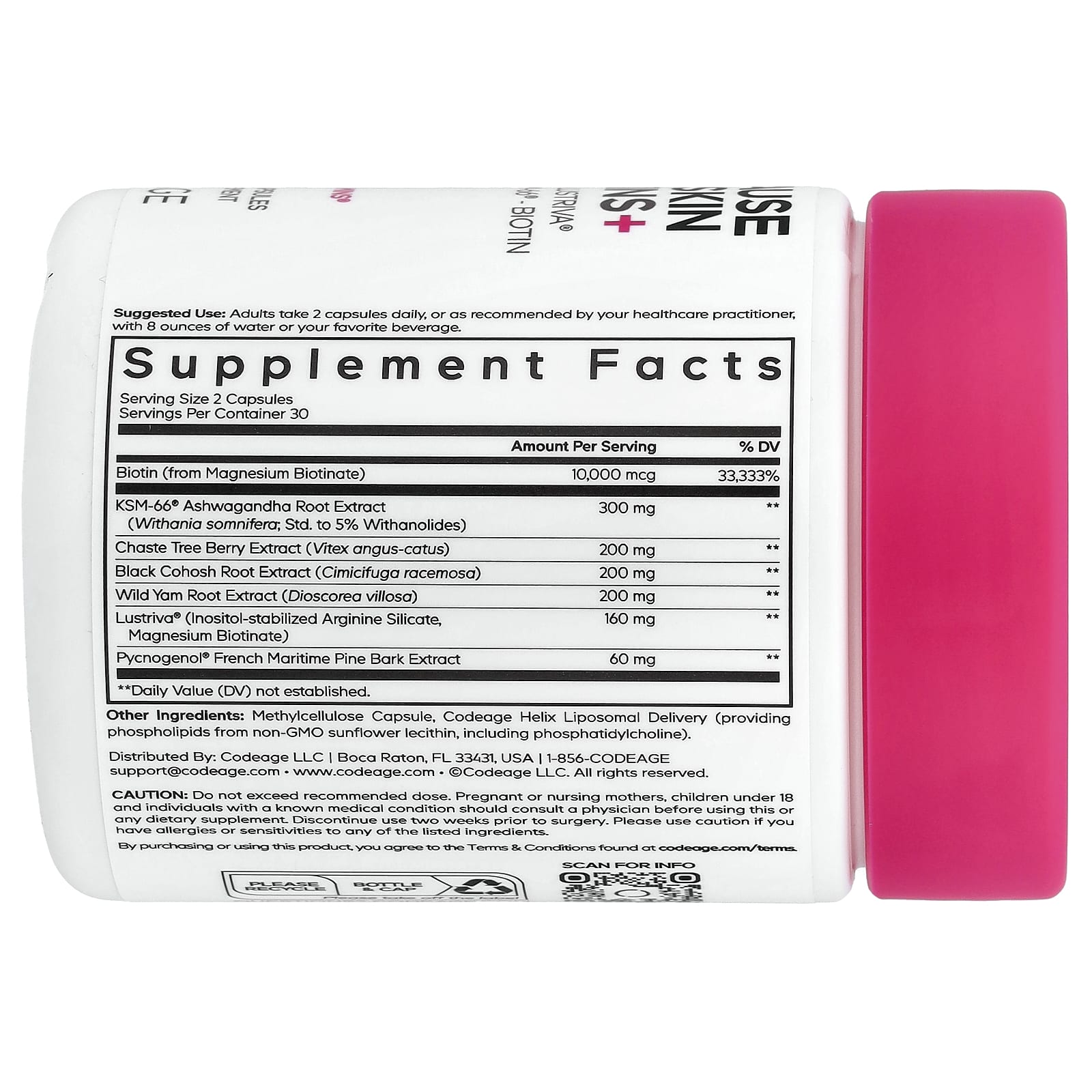 Codeage Menopause Hair Skin Vitamins+, 60 Vegetable Capsules — photo 2 sur 2