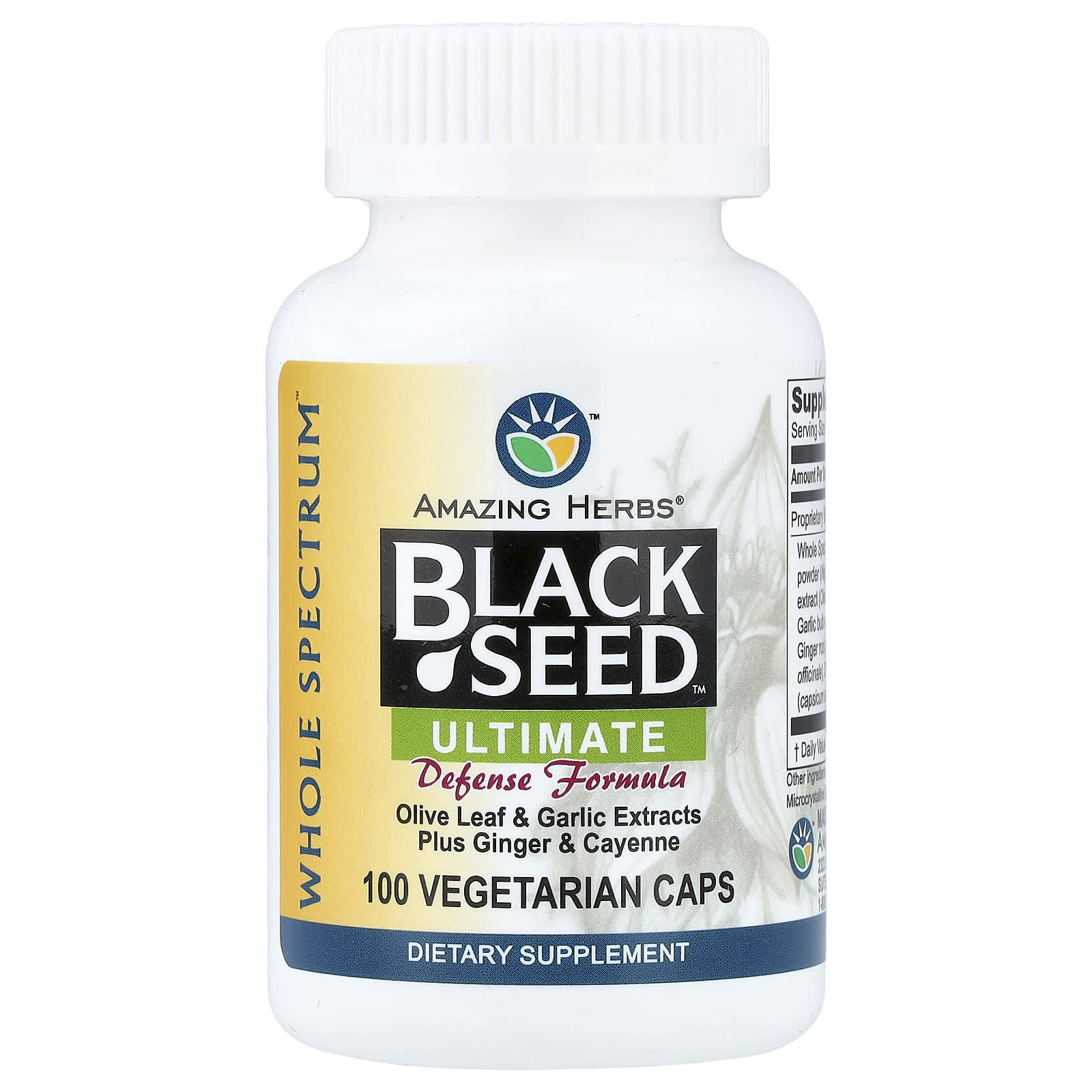 Amazing Herbs Black Seed, Ultimate Defense Formula, 100 Vegetarian Caps — Tunisie