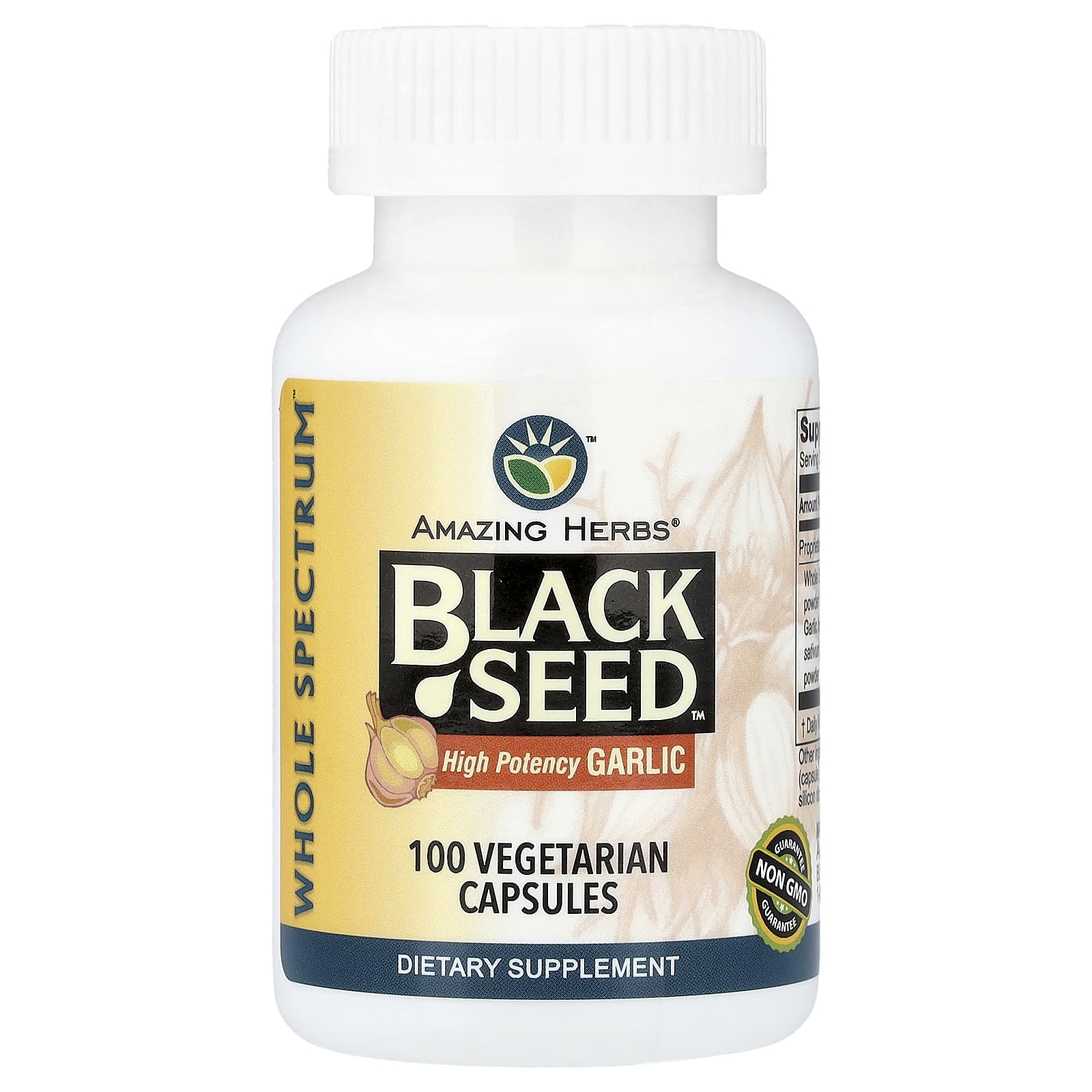 Amazing Herbs Black Seed, High Potency Garlic – 100 gélules végétales — Tunisie