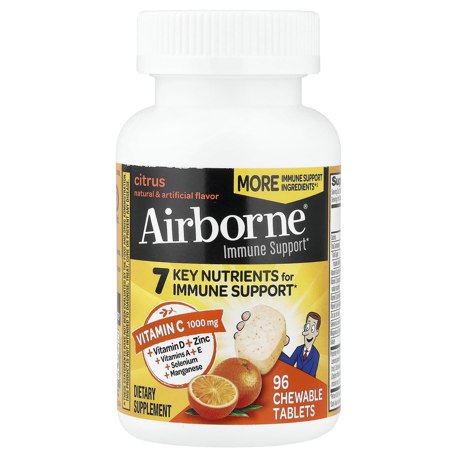 AirBorne Immune Support, 96 Chewable Tablets – Citrus — étiquette 1