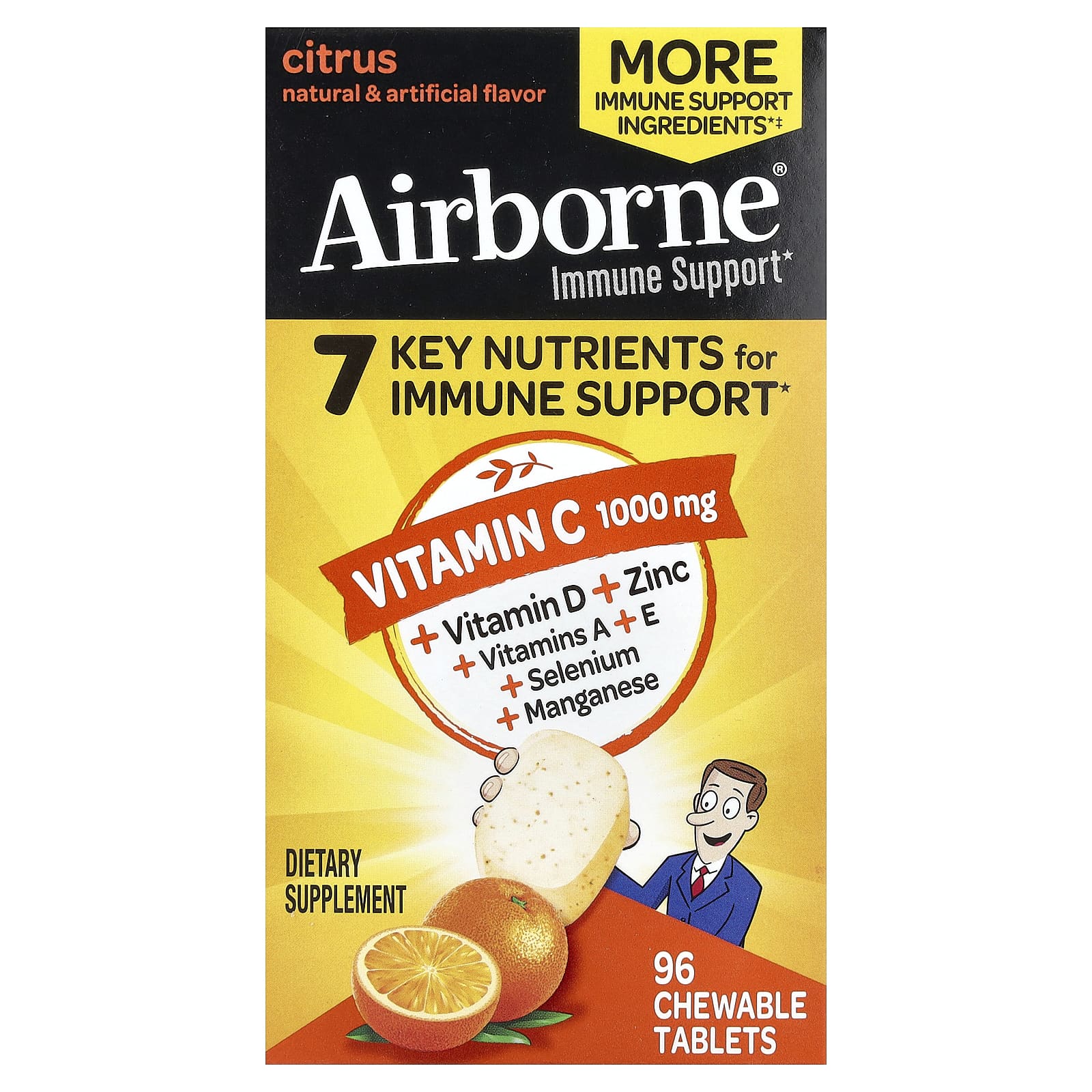 AirBorne Immune Support, 96 Chewable Tablets – Citrus — Tunisie