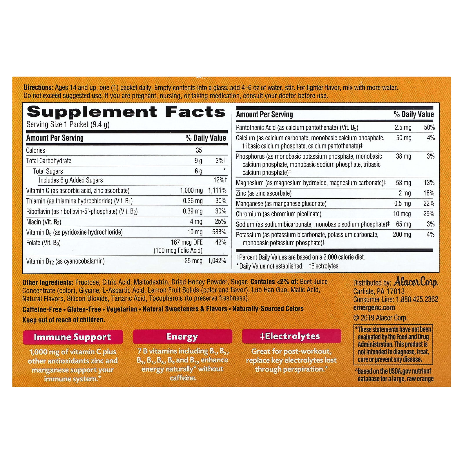 Emergen-C Vitamin C – Pink Lemonade – 9,4 g — photo 2 sur 2