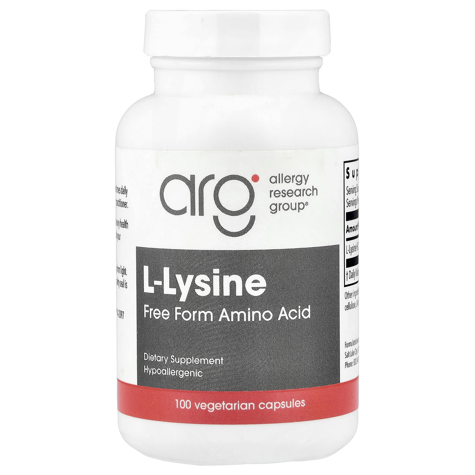 Allergy Research Group L-Lysine – 100 gélules végétales — Tunisie