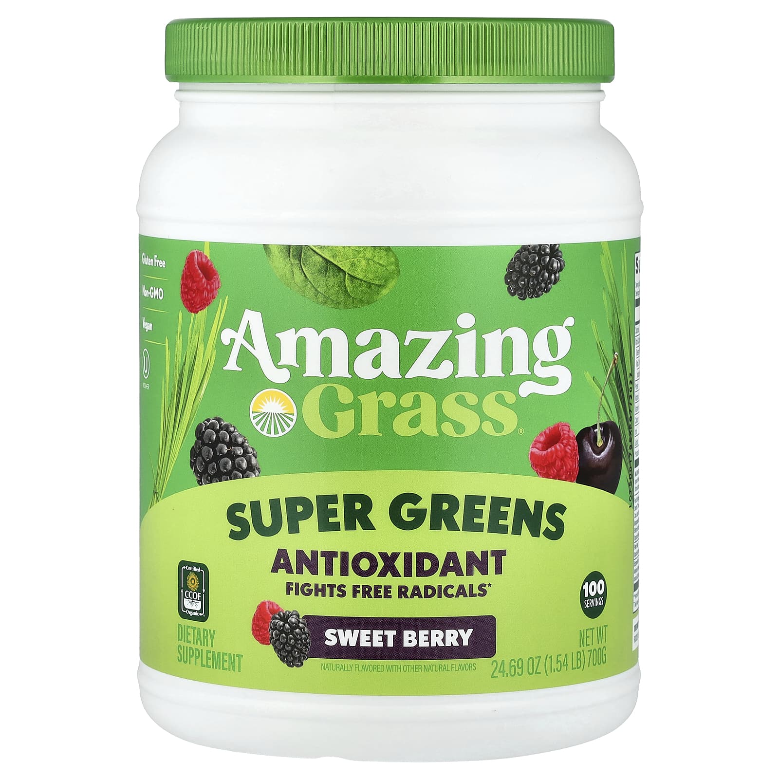 Amazing Grass Super Greens, Antioxidant – Sweet Berry – 700 g — Tunisie