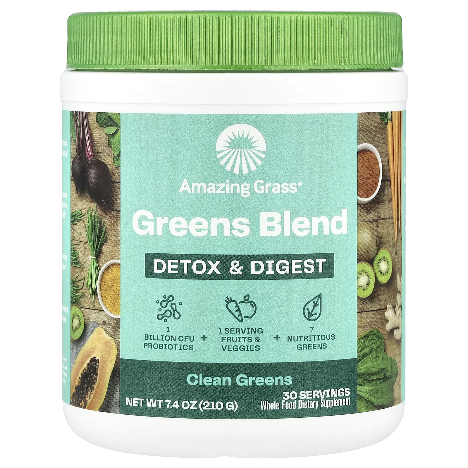 Amazing Grass Greens Blend, Detox & Digest, Clean Greens – 210 g — Tunisie