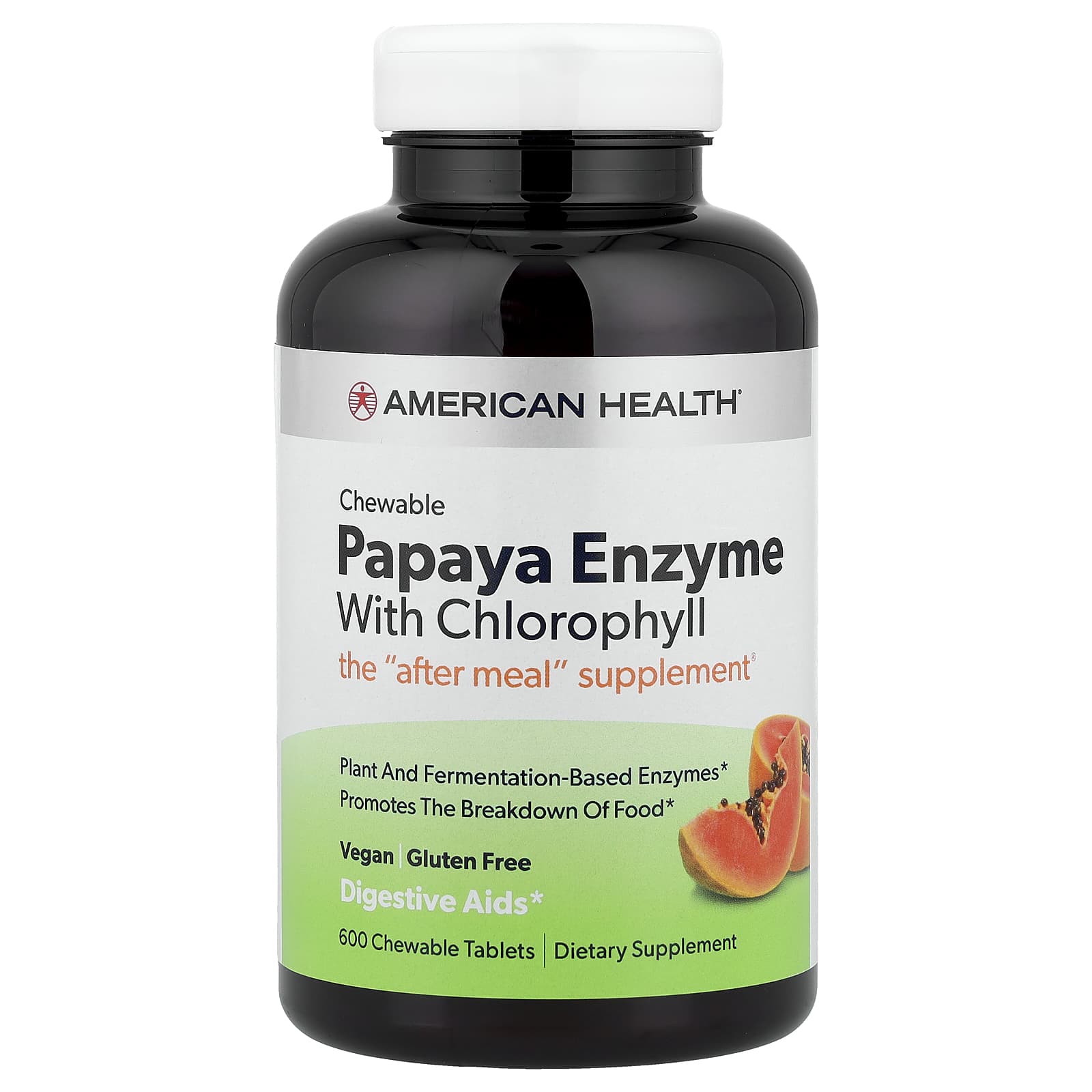 American Health Chewable Papaya Enzyme With Chlorophyll, 600 Chewable Tablets — Tunisie