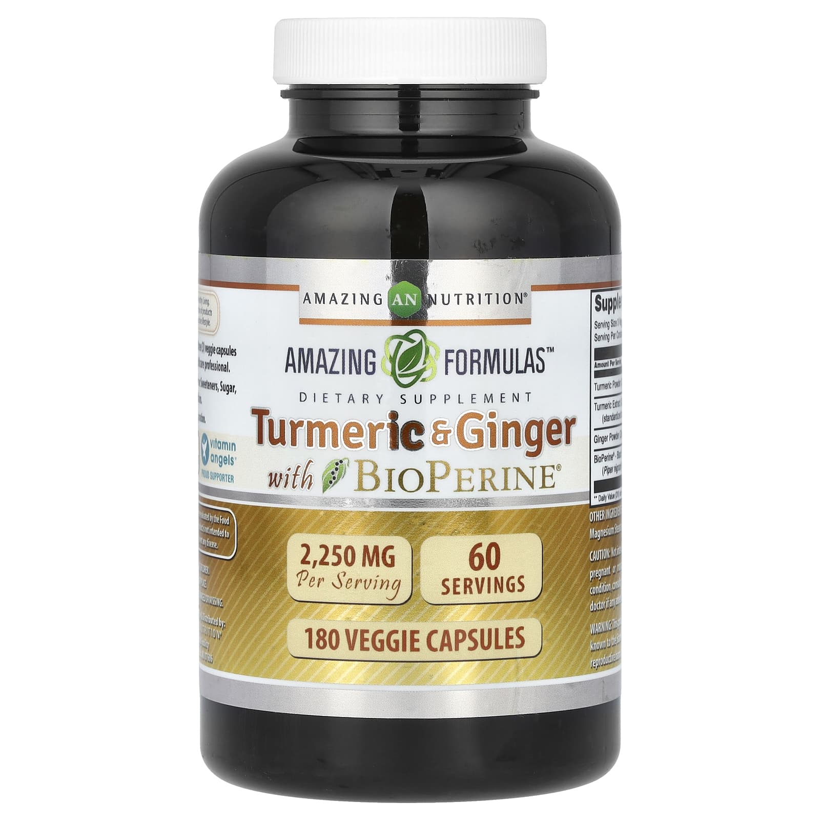 Amazing Nutrition Turmeric & Ginger with BioPerine – 180 gélules végétales — Tunisie