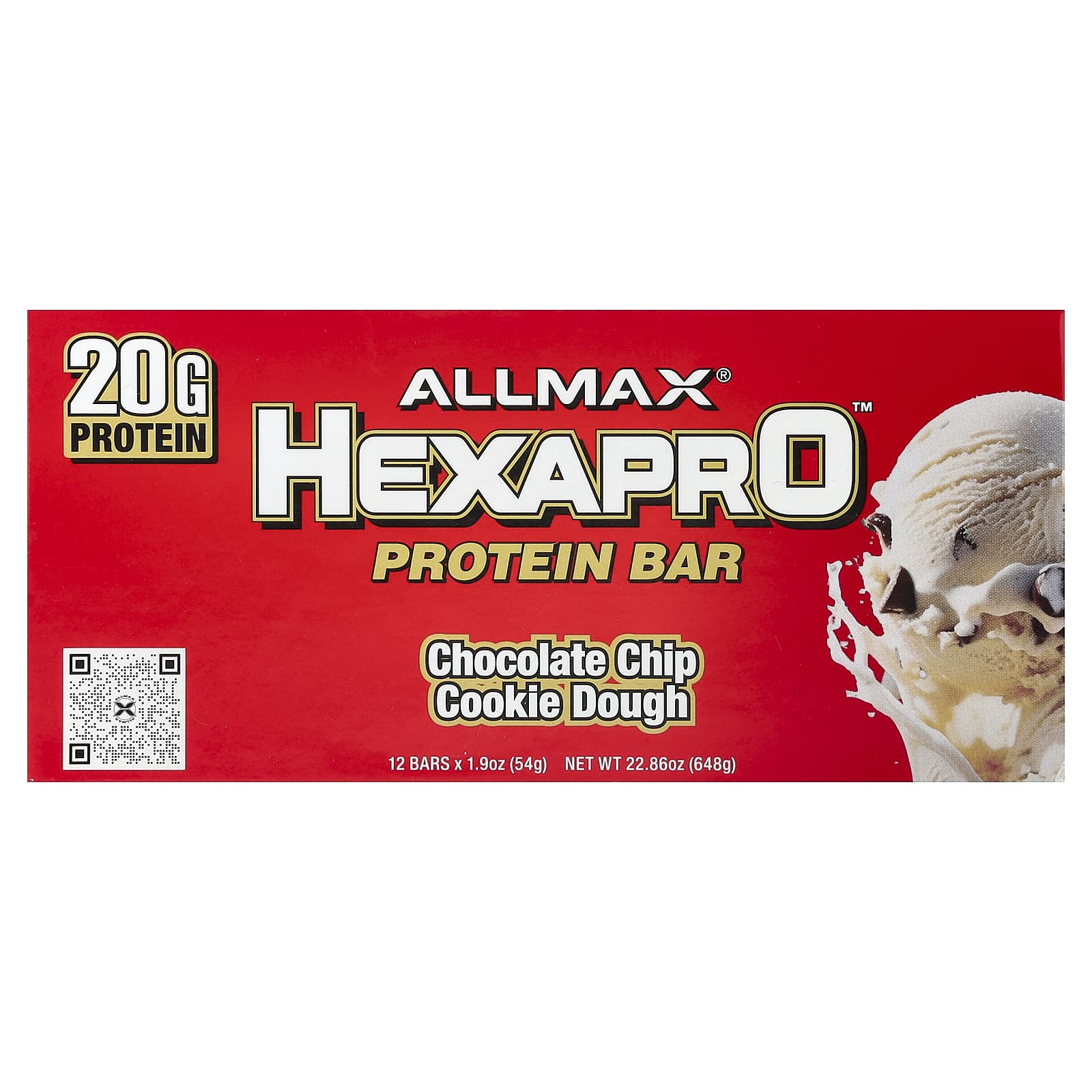 ALLMAX Hexapro, Protein Bar – Chocolate Chip Cookie Dough – 54 g — Tunisie