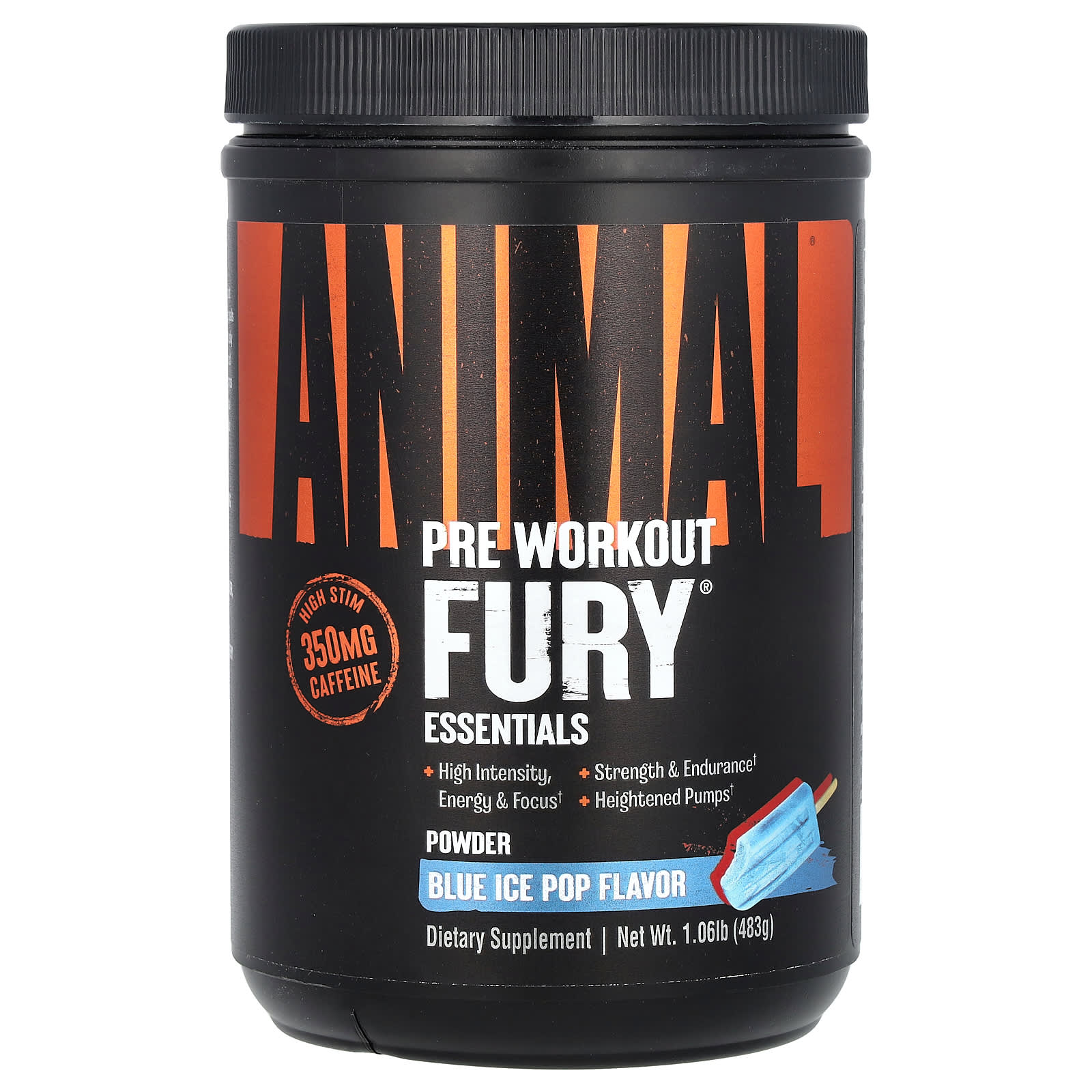 Animal Fury Essentials, Pre Workout, Blue Ice Pop – 483 g — Tunisie
