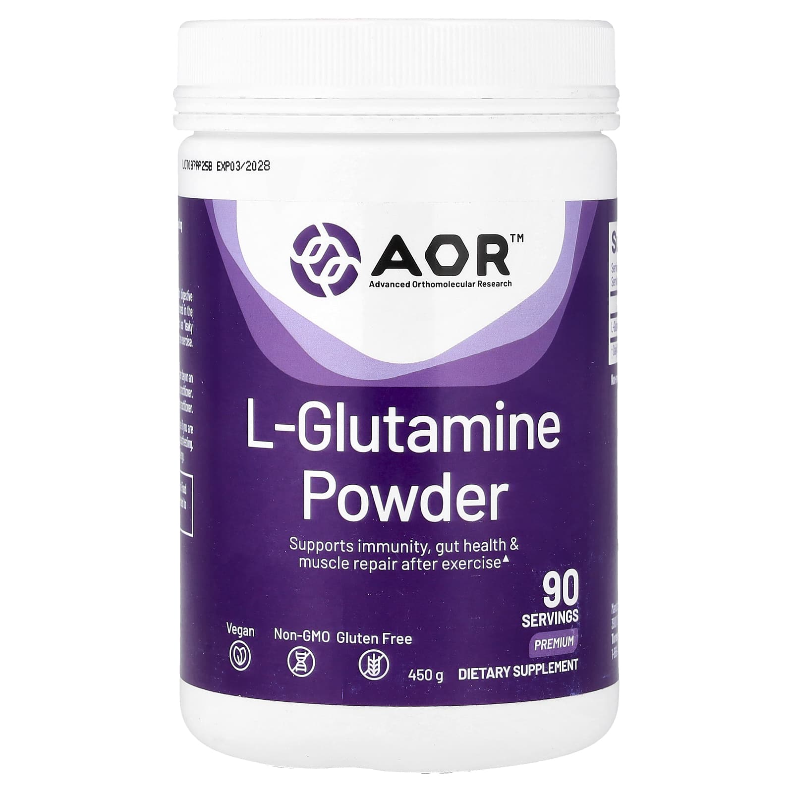 Advanced Orthomolecular Research AOR L-Glutamine Powder – 450 g — Tunisie