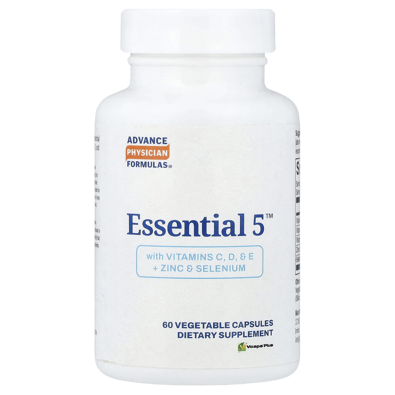 Advance Physician Formulas Essential 5 With Vitamins C, D, & E + Zinc & Selenium, 60 Vegetable Capsules — Tunisie
