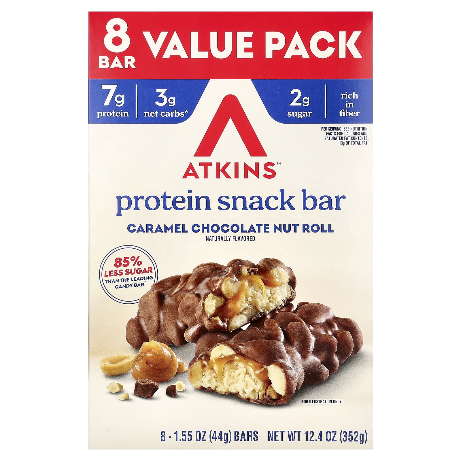 Atkins Protein Snack Bar – Caramel Chocolate Nut Roll – 44 g — Tunisie