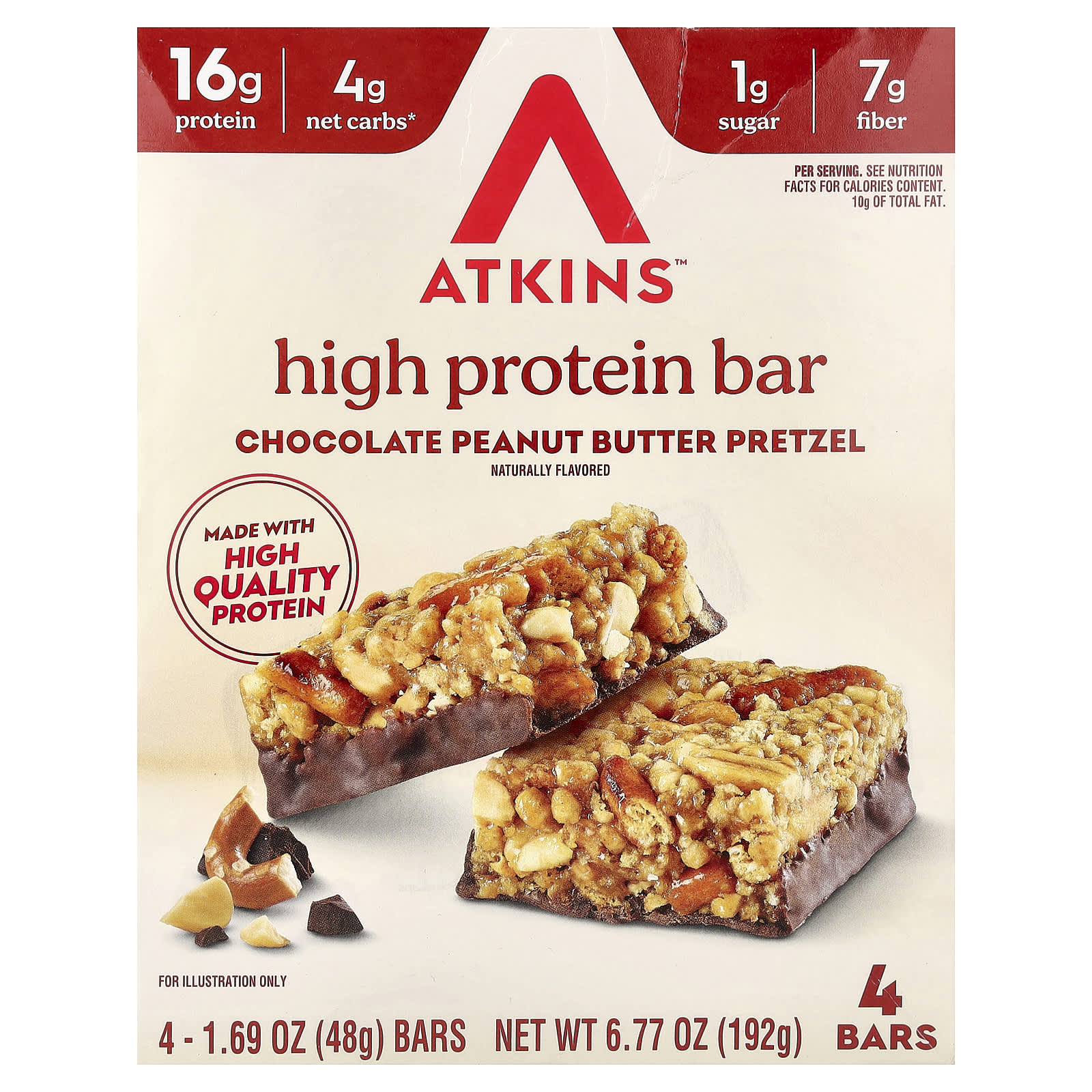 Atkins High Protein Bar – Chocolate Peanut Butter Pretzel – 48 g — Tunisie