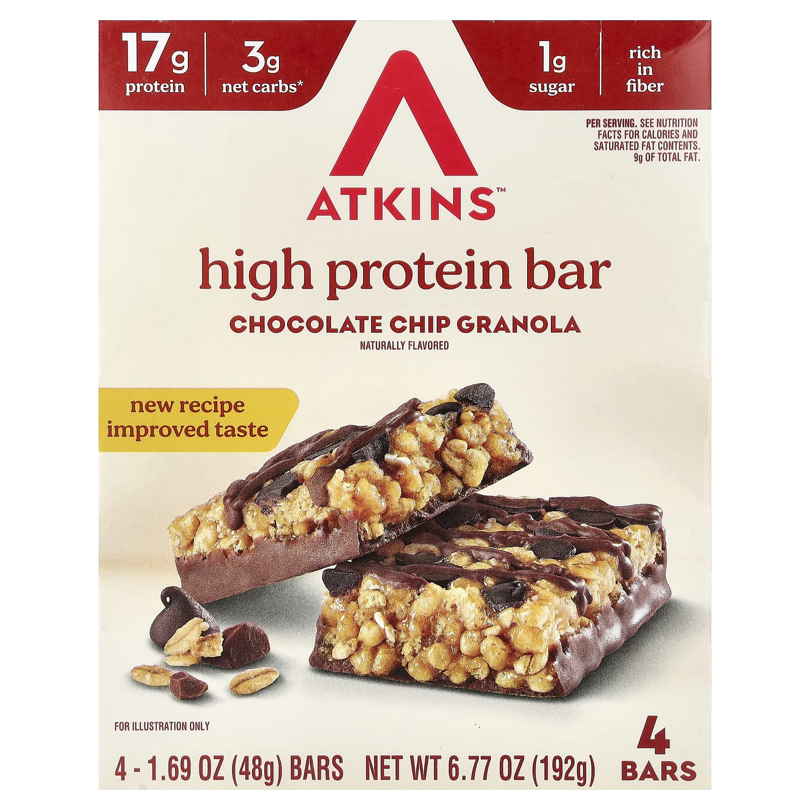 Atkins High Protein Bar – Chocolate Chip Granola – 48 g — Tunisie