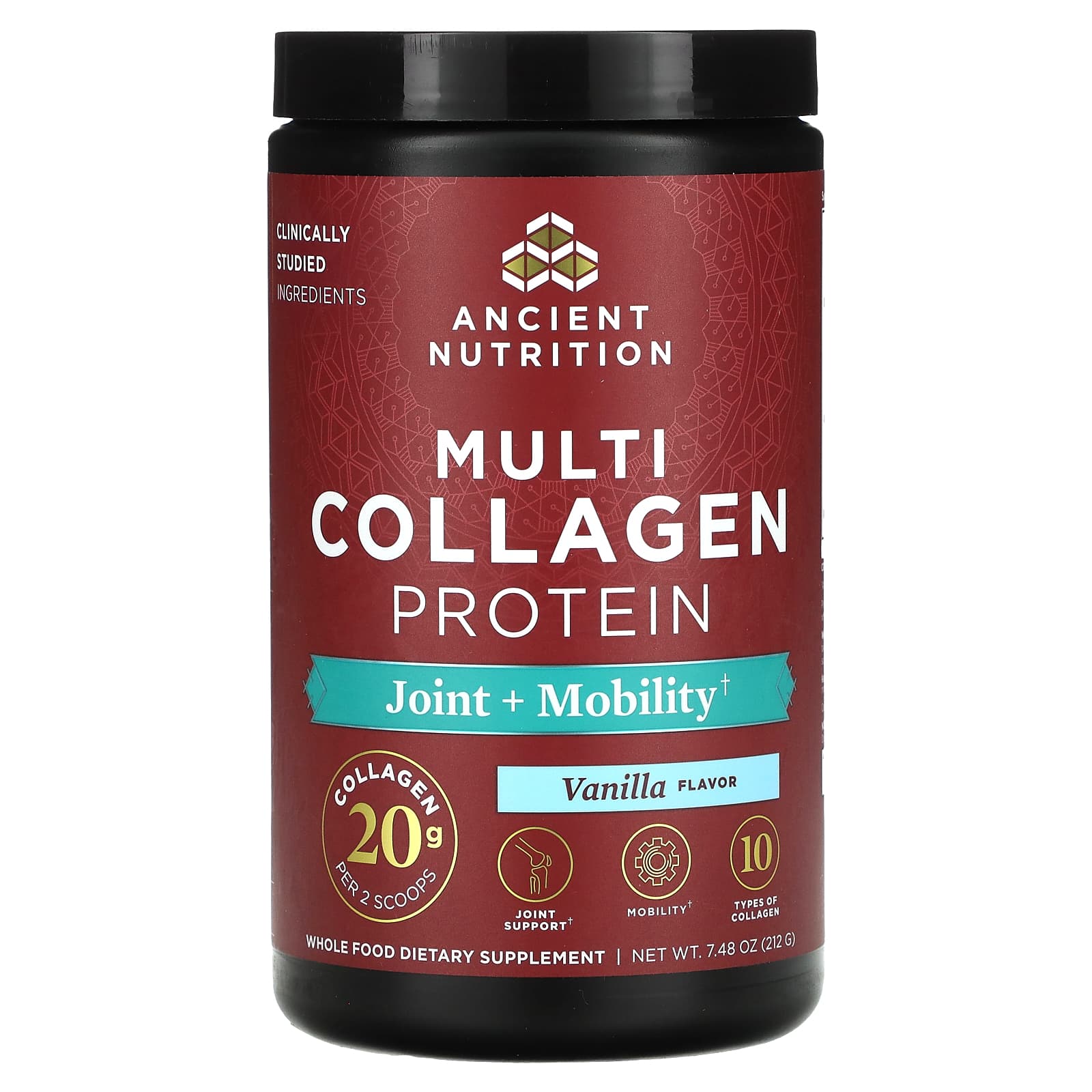Ancient Nutrition Multi Collagen Protein, Joint + Mobility – Vanilla – 212 g — Tunisie
