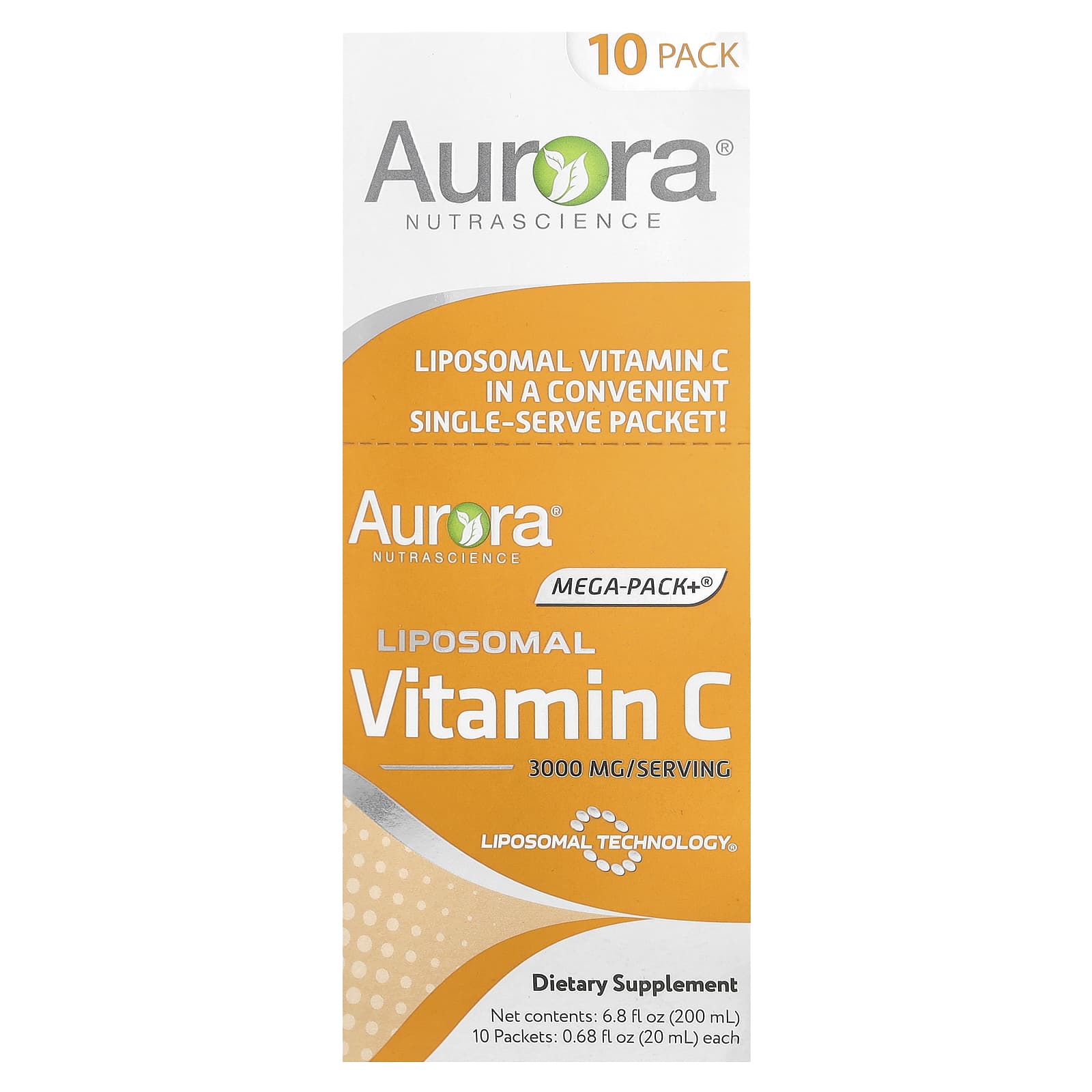 Aurora Nutrascience Mega-Pack+, Liposomal Vitamin C – 20 ml — Tunisie