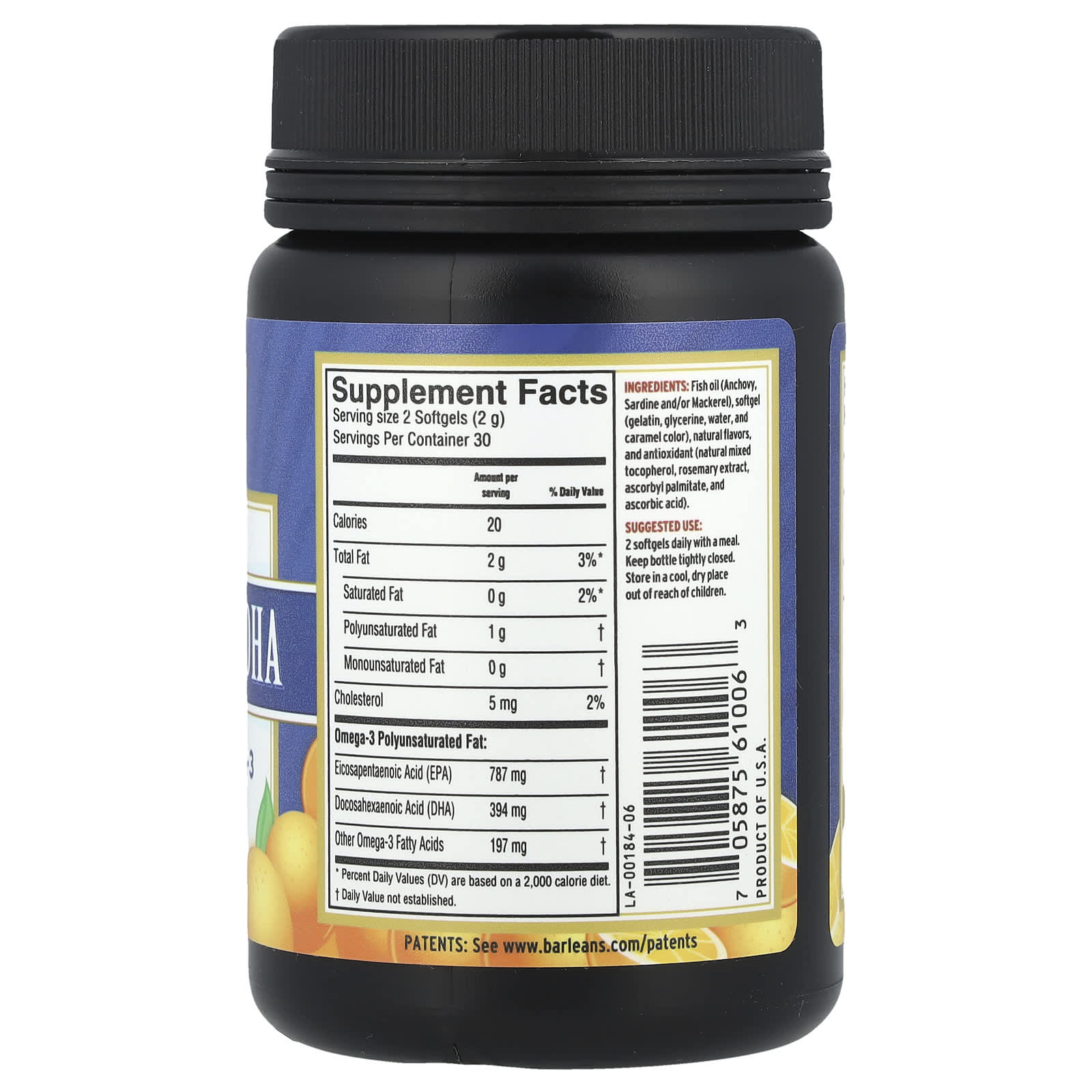 Barlean's Fresh Catch, Ultra EPA/DHA Fish Oil – Orange – 60 capsules molles — photo 2 sur 2