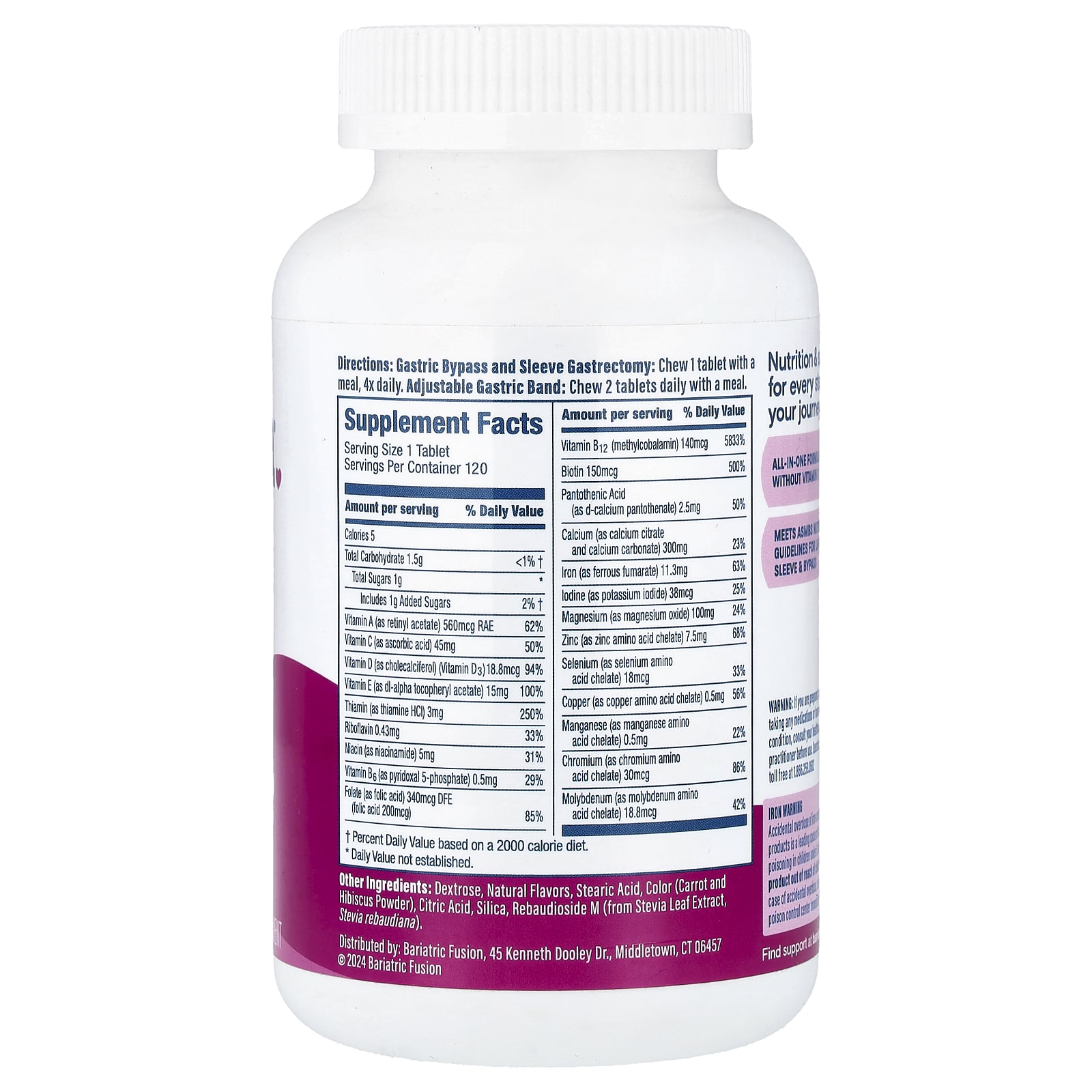 Bariatric Fusion Multivitamin – Mixed Berry – 120 comprimés — photo 2 sur 2