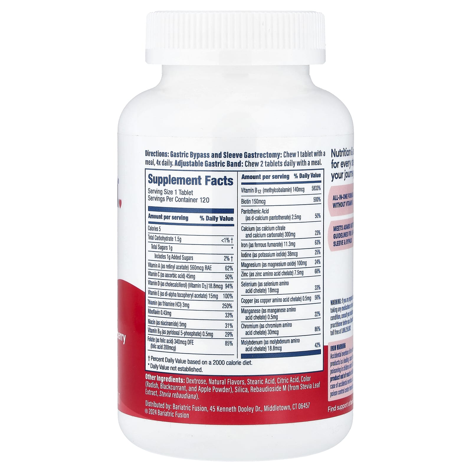 Bariatric Fusion Multivitamin – Strawberry – 120 comprimés — photo 2 sur 2