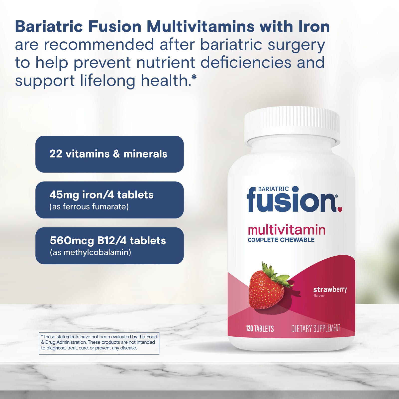 Bariatric Fusion Multivitamin – Strawberry – 120 comprimés — étiquette 2