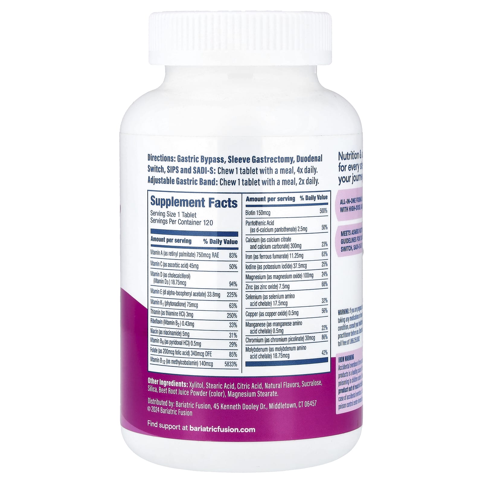 Bariatric Fusion High ADEK Multivitamin – Mixed Berry – 120 comprimés — photo 2 sur 2