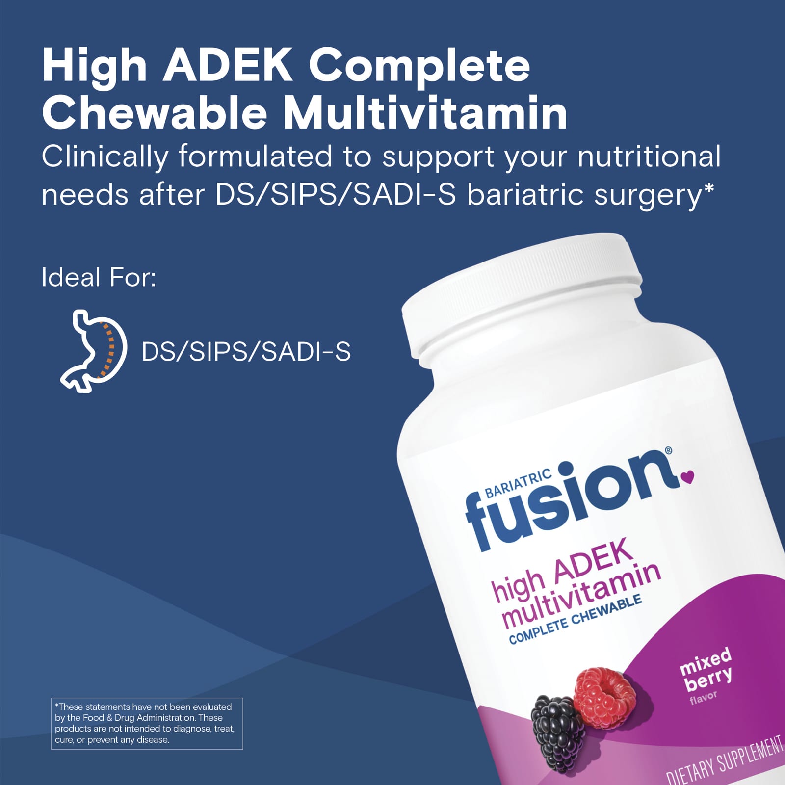 Bariatric Fusion High ADEK Multivitamin – Mixed Berry – 120 comprimés — étiquette 3