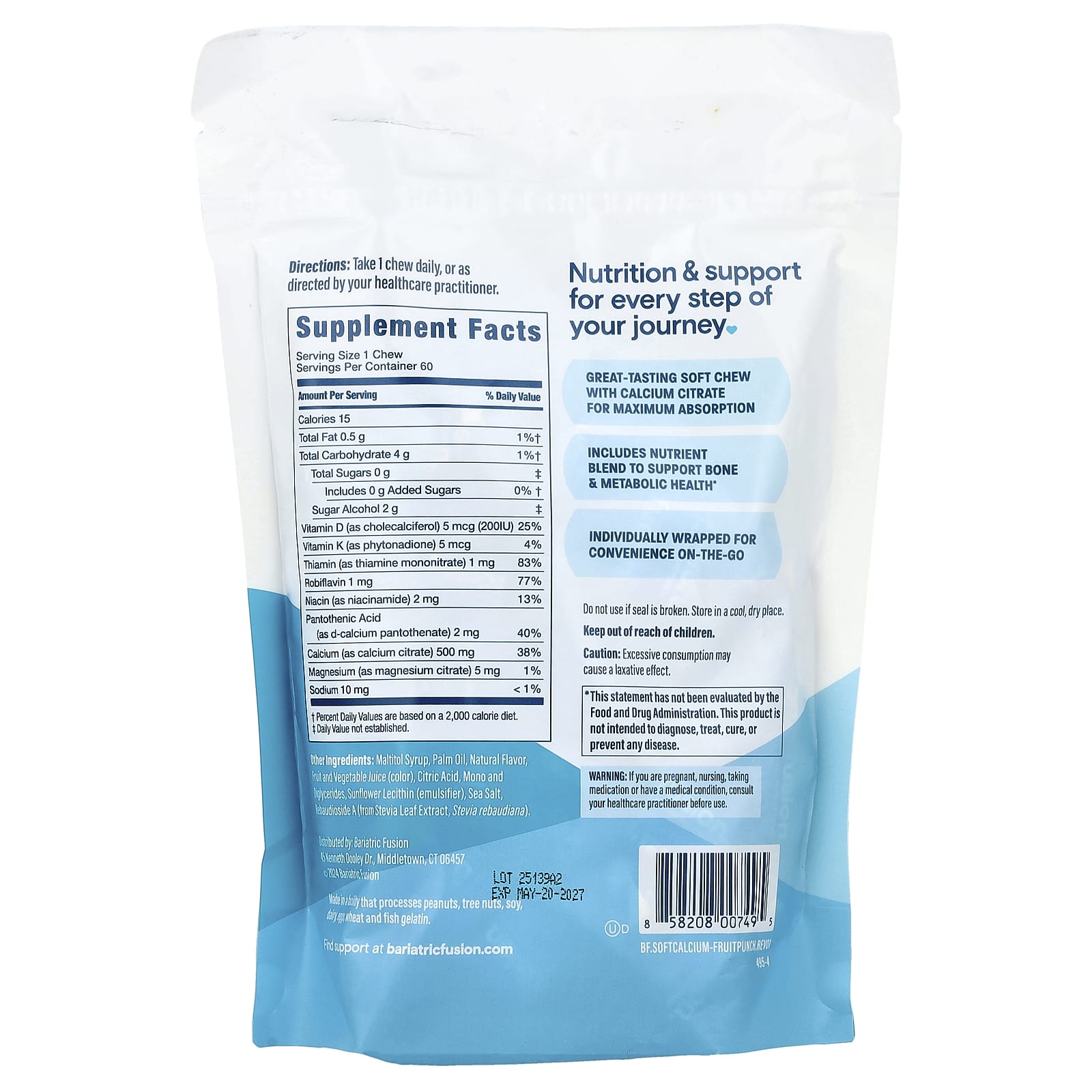 Bariatric Fusion Calcium Soft Chew, 60 Soft Chews – Fruit Punch — photo 2 sur 2