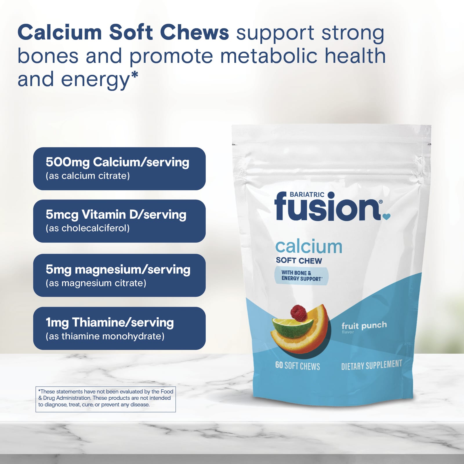 Bariatric Fusion Calcium Soft Chew, 60 Soft Chews – Fruit Punch — étiquette 2