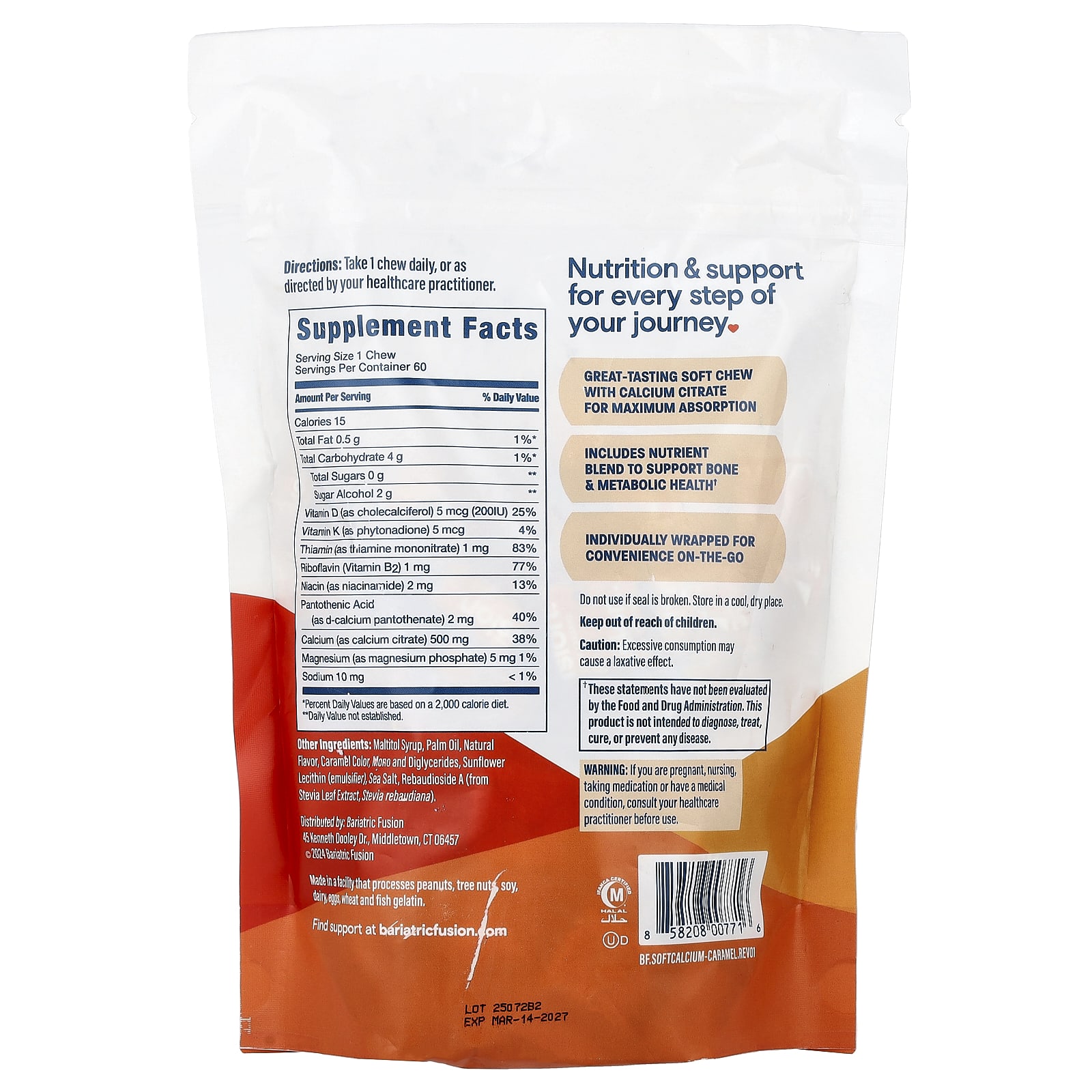 Bariatric Fusion Calcium Soft Chew, 60 Soft Chews – Caramel — photo 2 sur 2