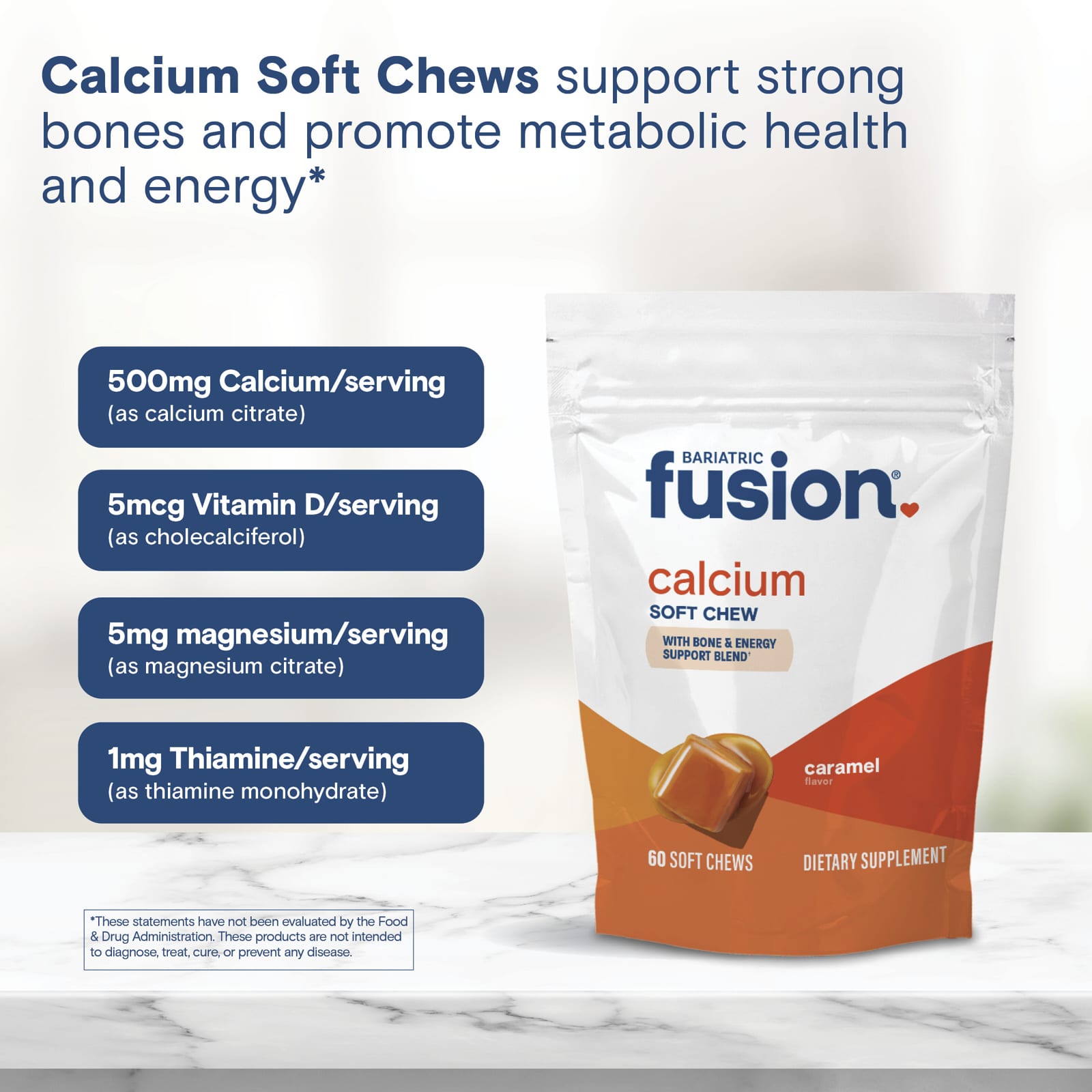 Bariatric Fusion Calcium Soft Chew, 60 Soft Chews – Caramel — étiquette 2
