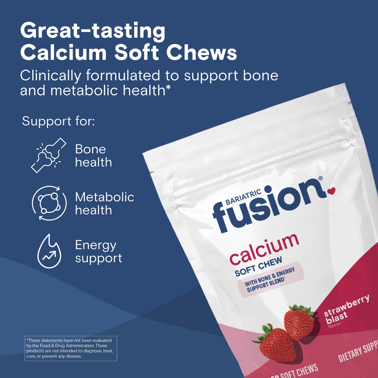 Bariatric Fusion Calcium Soft Chew, 60 Soft Chews – Strawberry Blast — étiquette 3