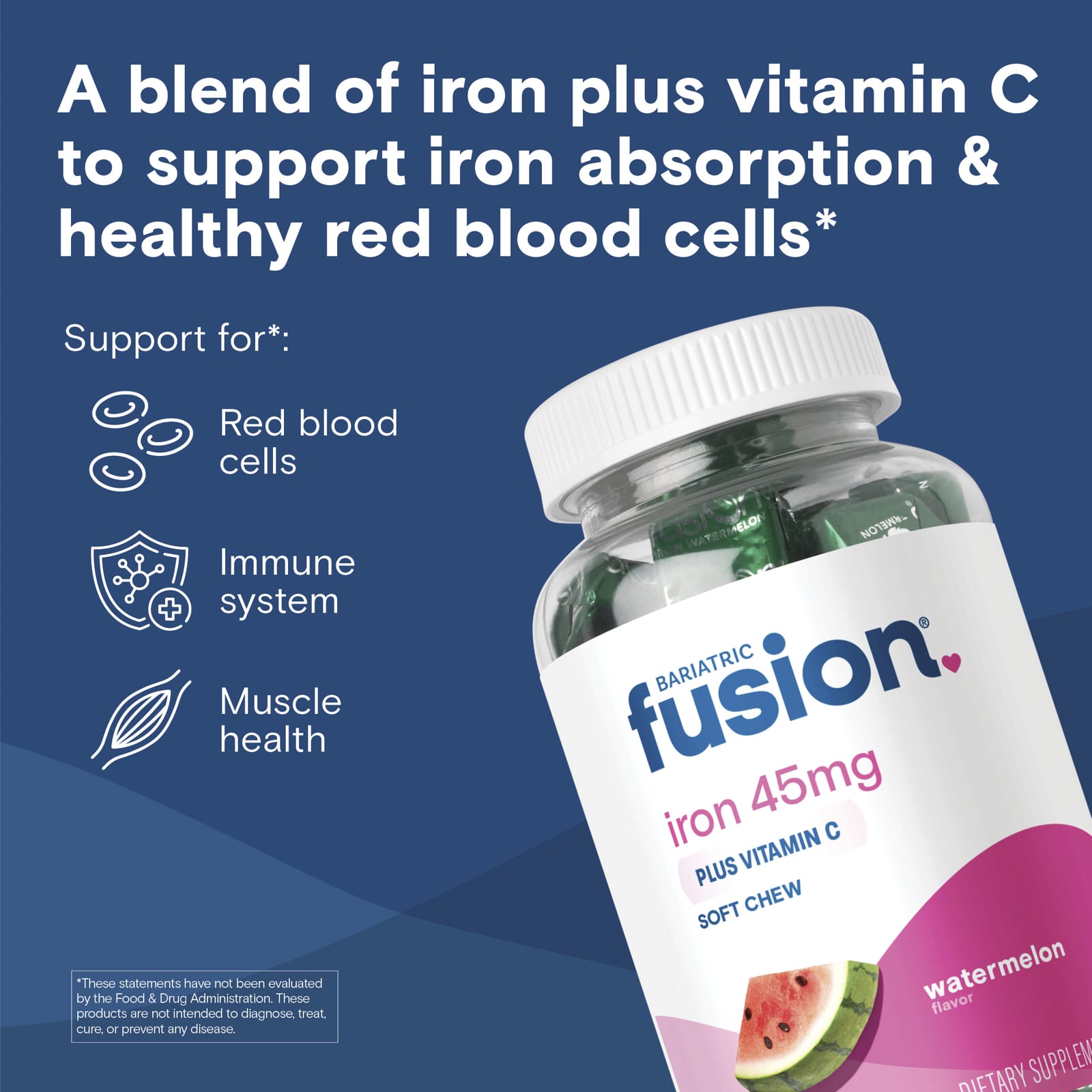Bariatric Fusion Iron Plus Vitamin C Soft Chew, 60 Soft Chews – Watermelon — étiquette 3