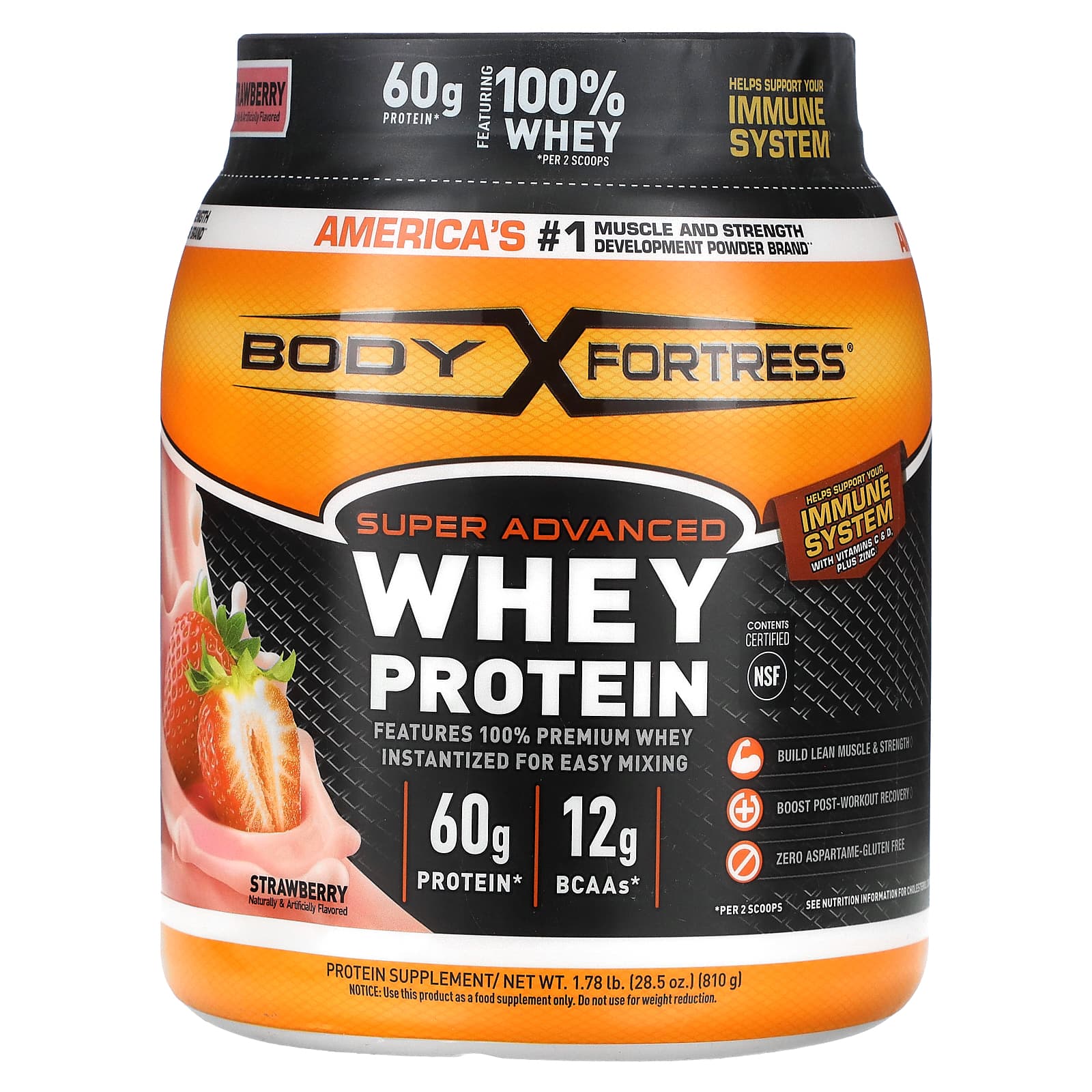 Body Fortress Super Advanced Whey Protein – Strawberry – 810 g — Tunisie