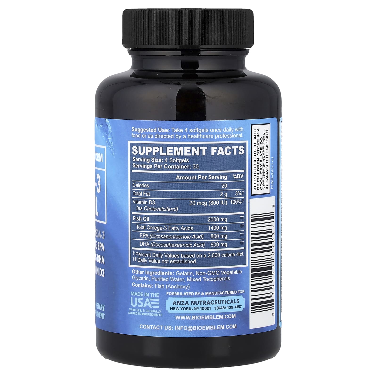 BioEmblem Omega-3 Fish Oil – 120 capsules molles — photo 2 sur 2
