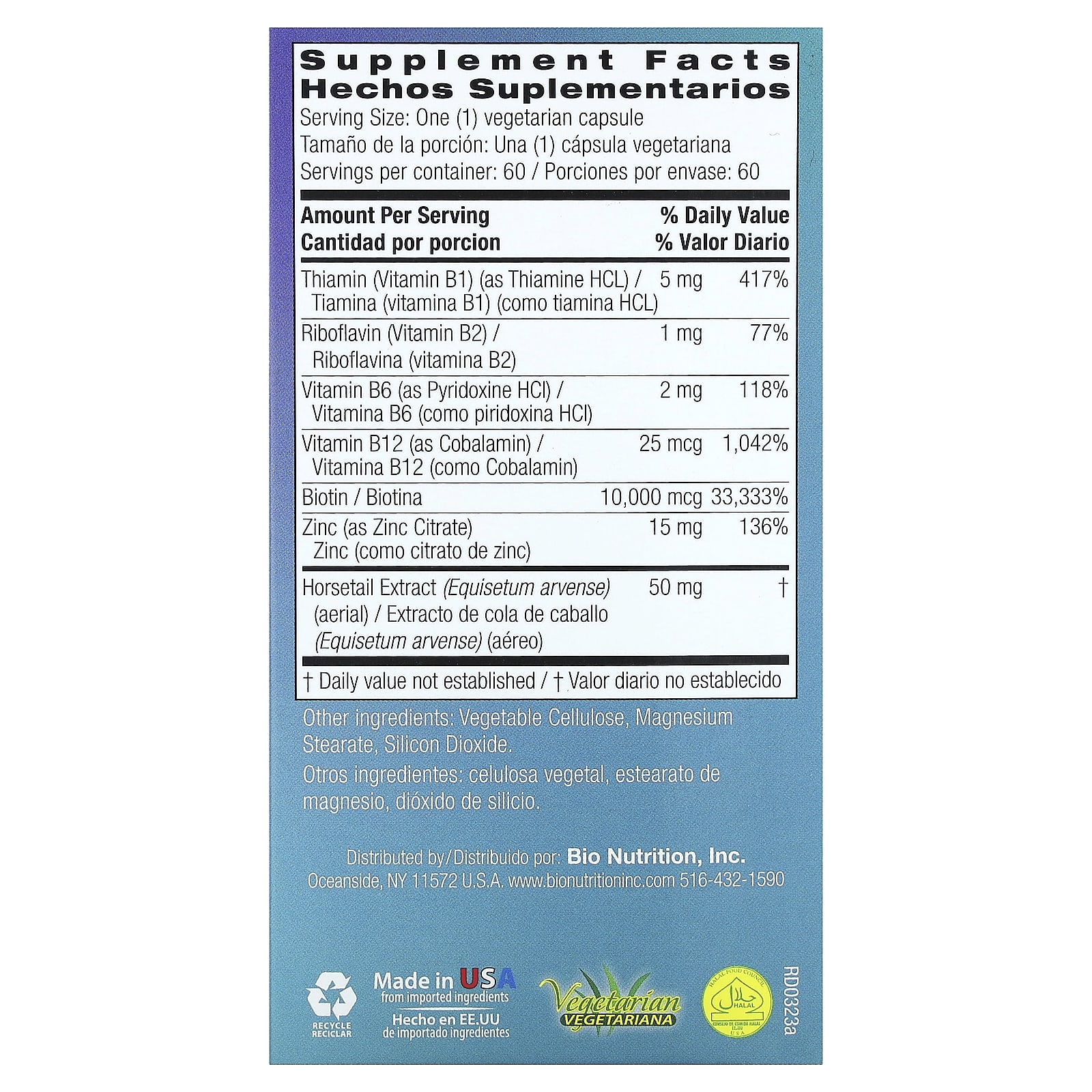 Bio Nutrition Healthy Hair with Biotin 10 – 60 gélules végétales — photo 2 sur 2