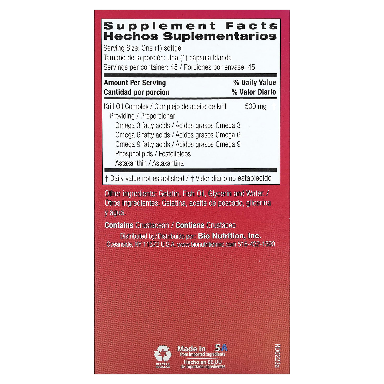 Bio Nutrition Krill Oil Complex – 45 capsules molles — photo 2 sur 2