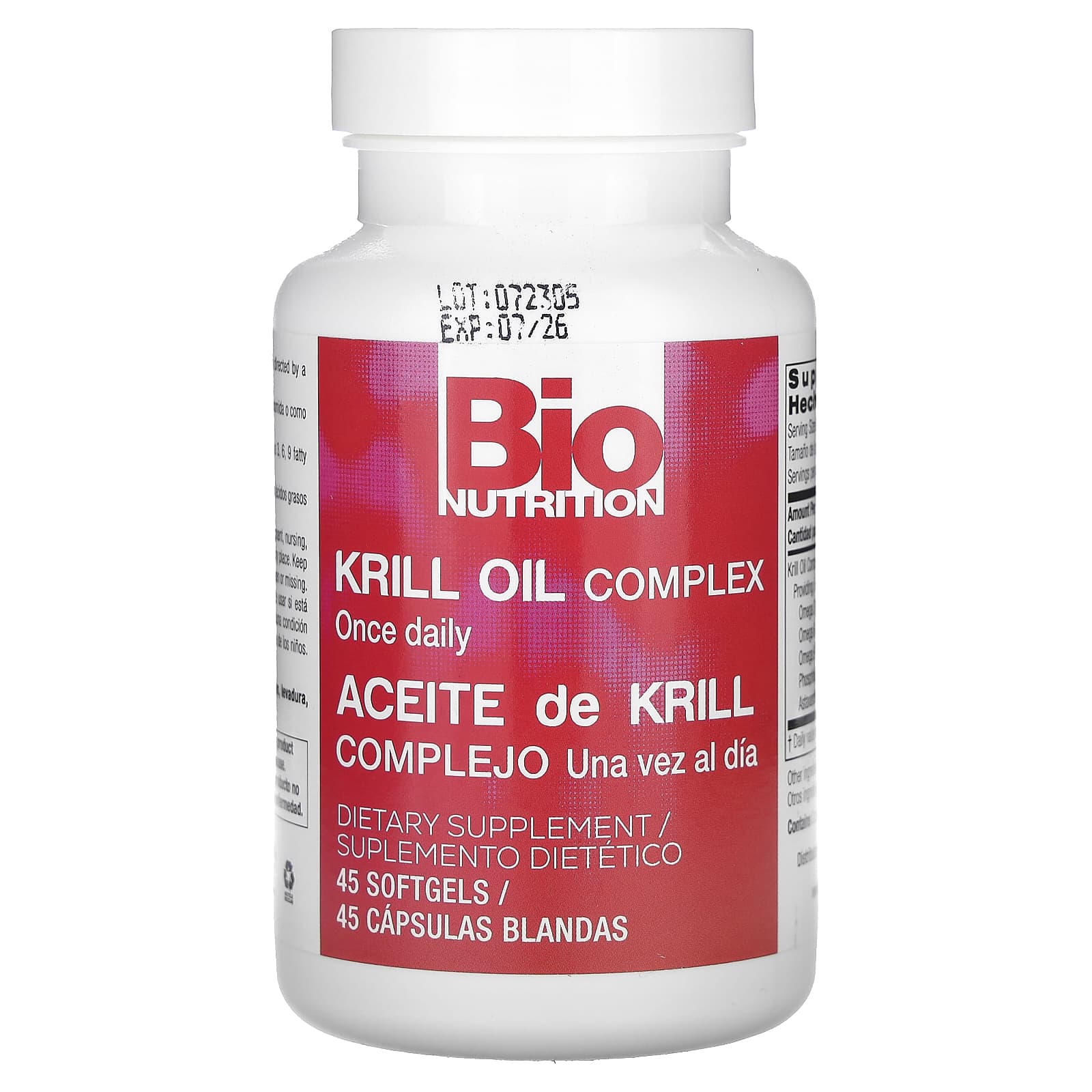 Bio Nutrition Krill Oil Complex – 45 capsules molles — étiquette 1